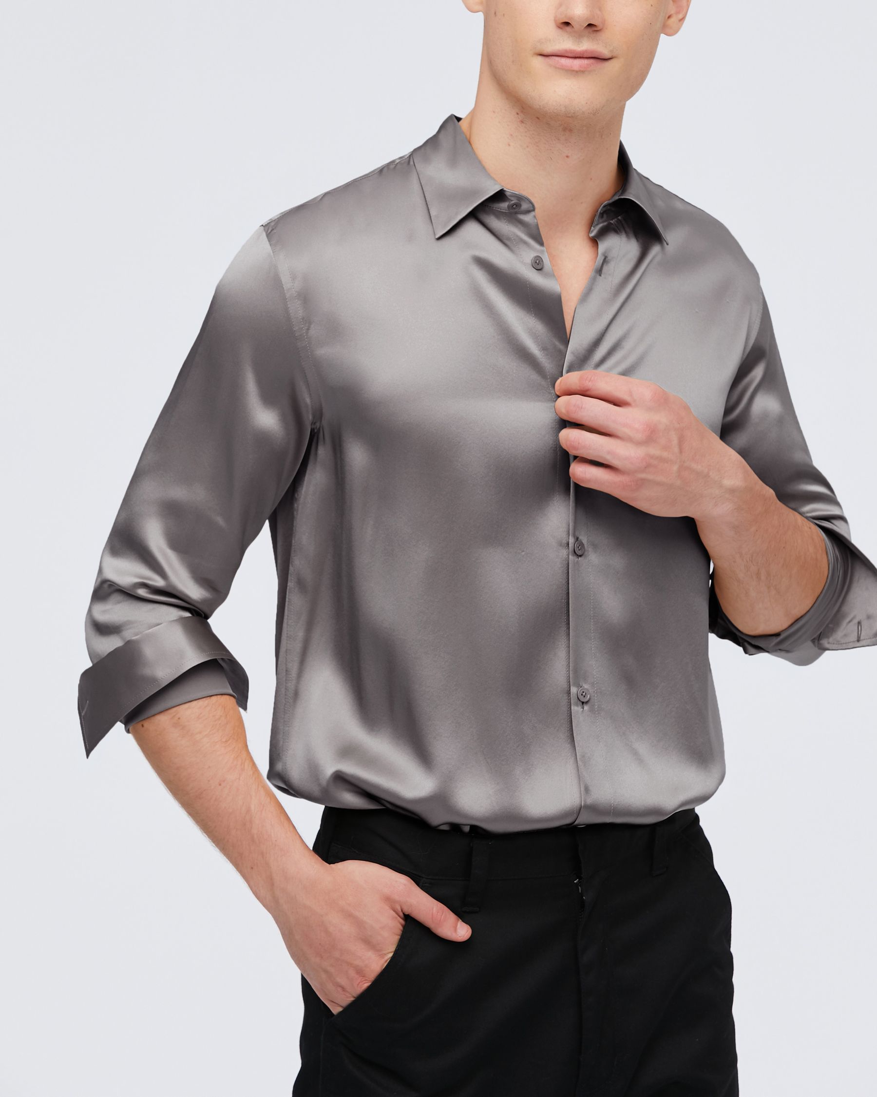 Camisa Básica para Hombre de Seda Morera 22MM