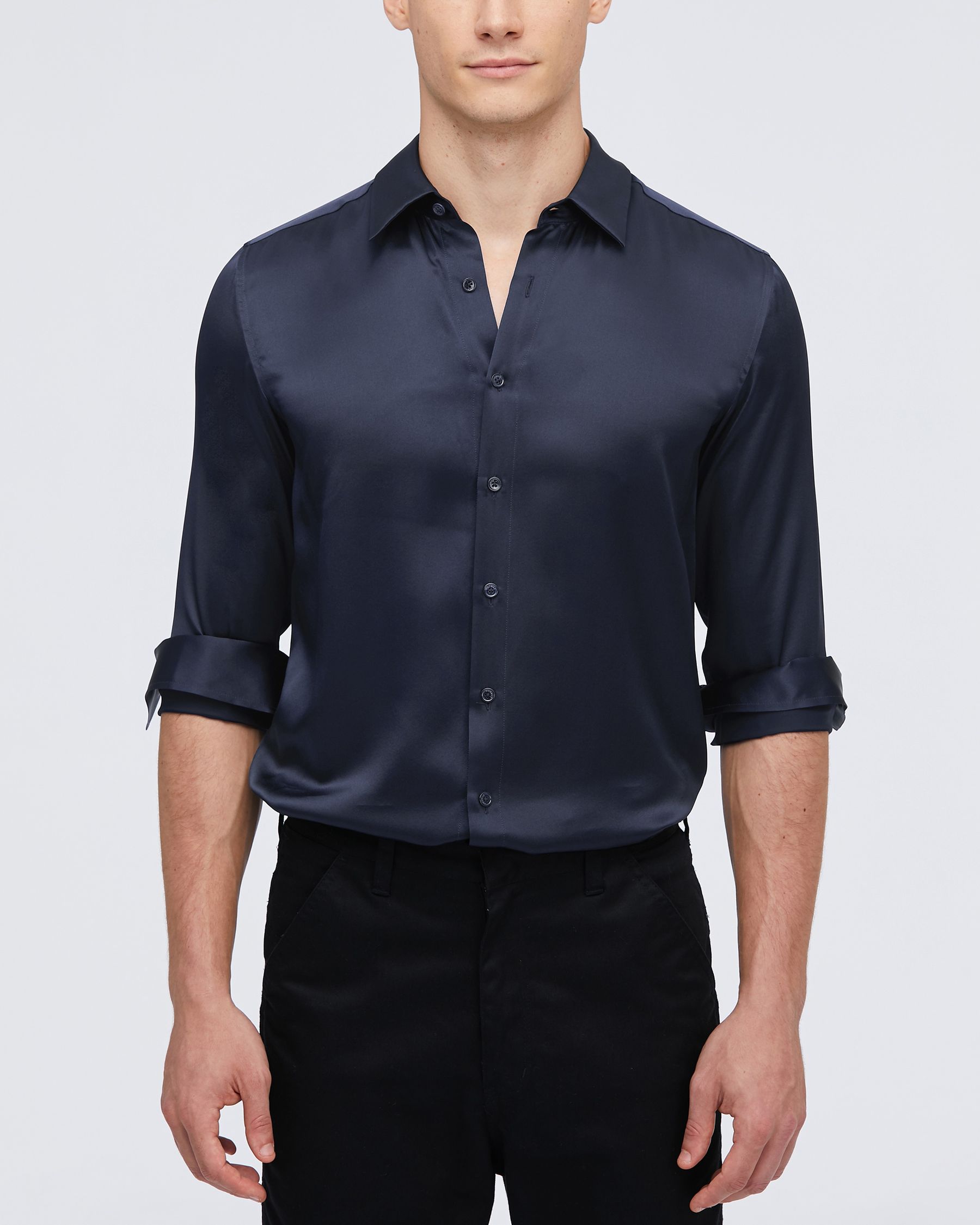 Camicia da uomo basic in seta gelso 22MM