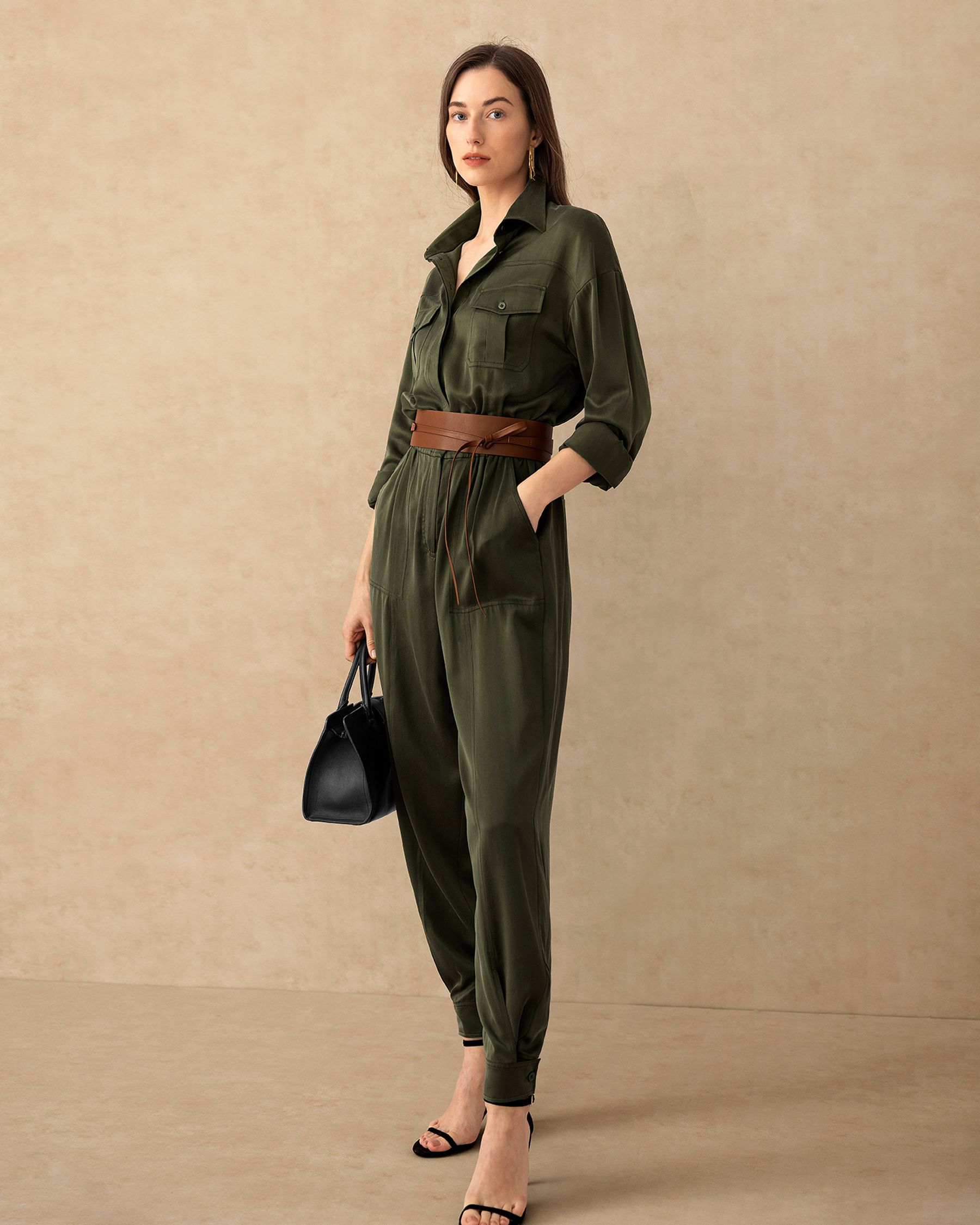 Sandtvättad Safari Jumpsuit