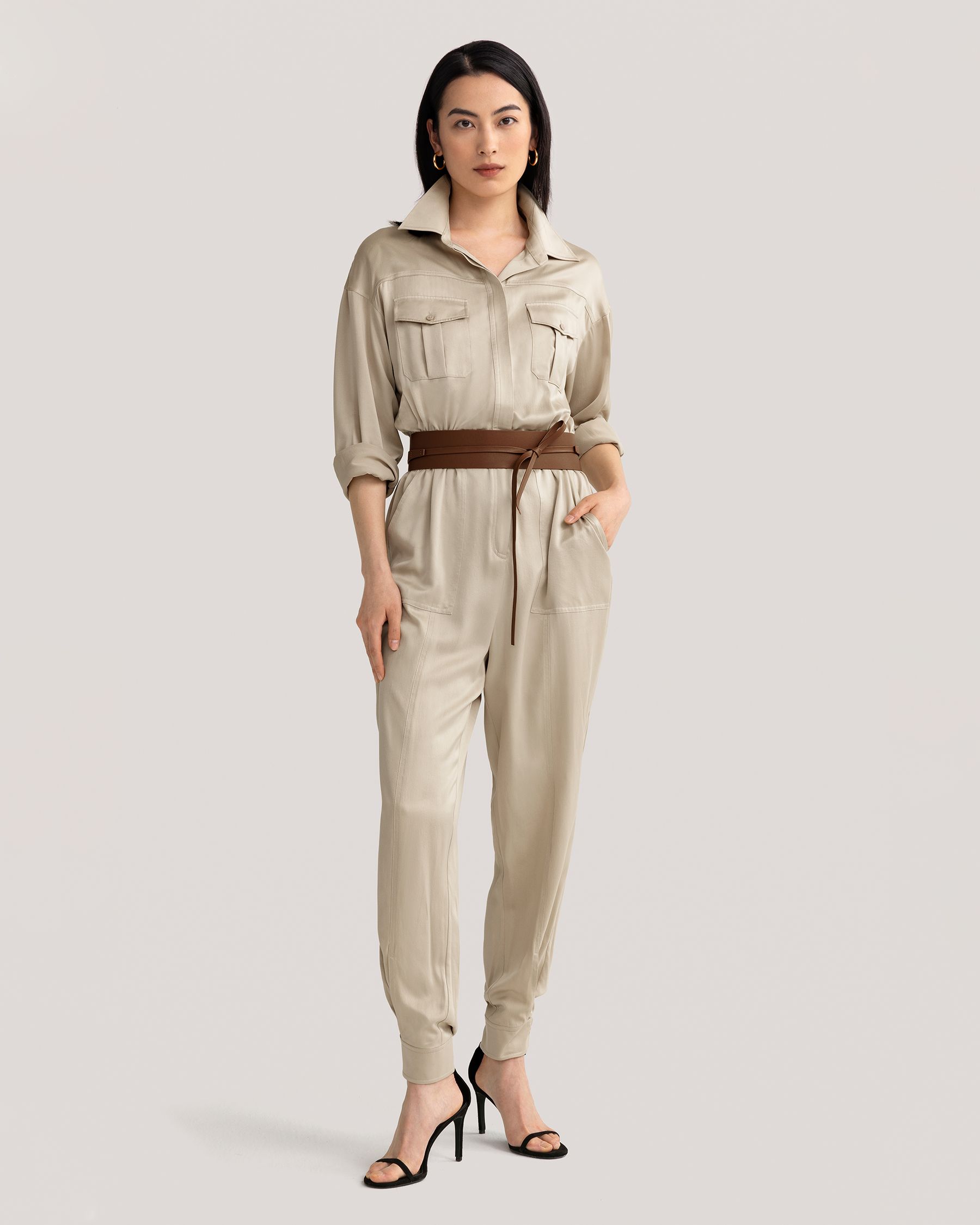 Sandtvättad Safari Jumpsuit