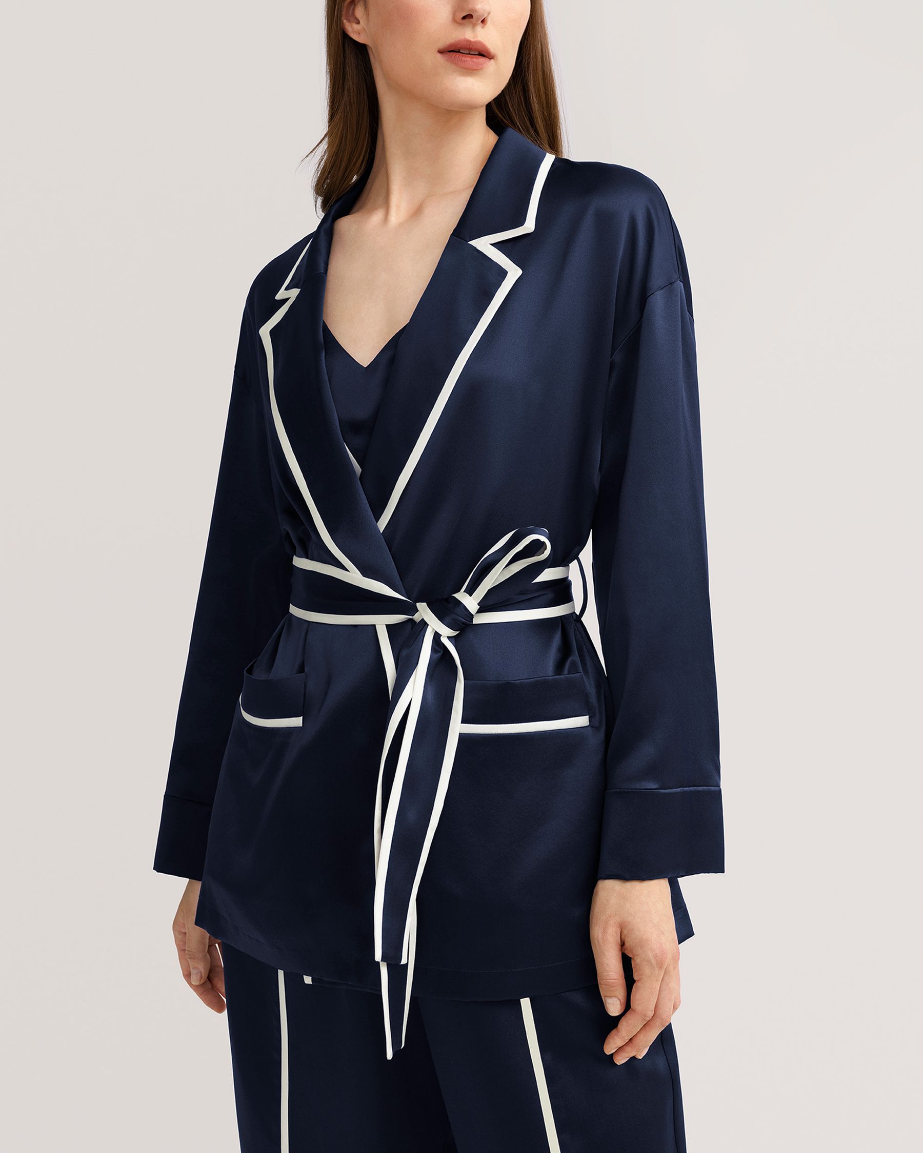 Classic Lapel Collar Silk Robe