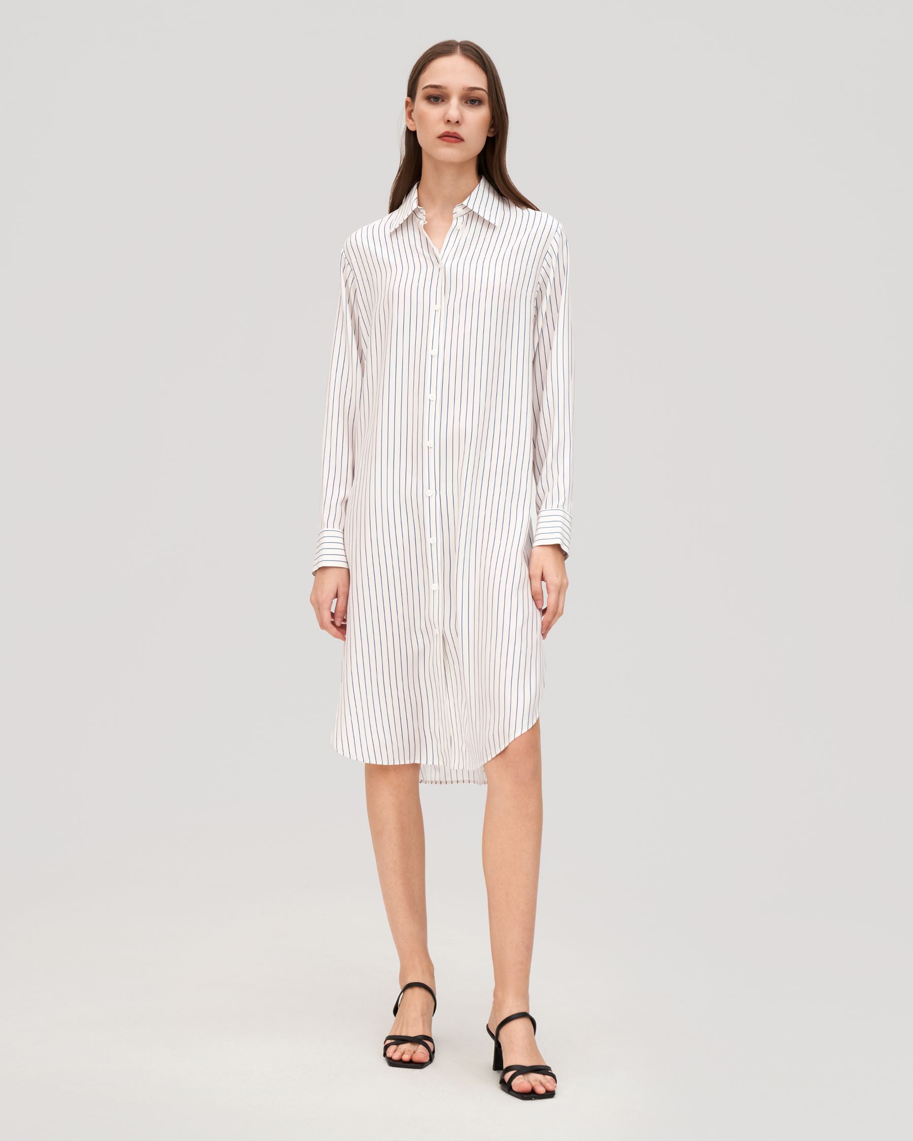 Pinstriped Freesia Shirt Dress