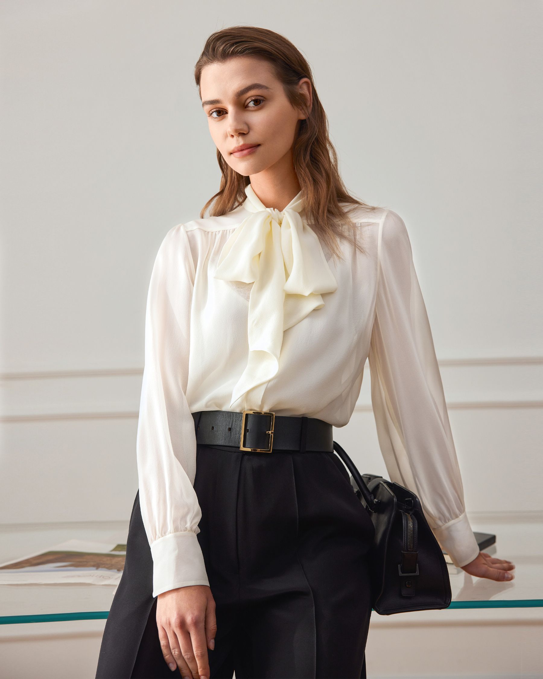 Bow Tie Silk Jasmine Blouse For Women