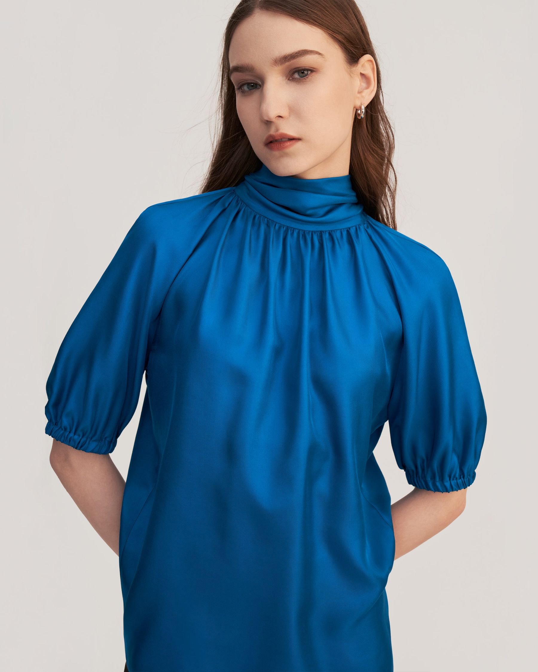 Top blusa in twill di seta Ajuga