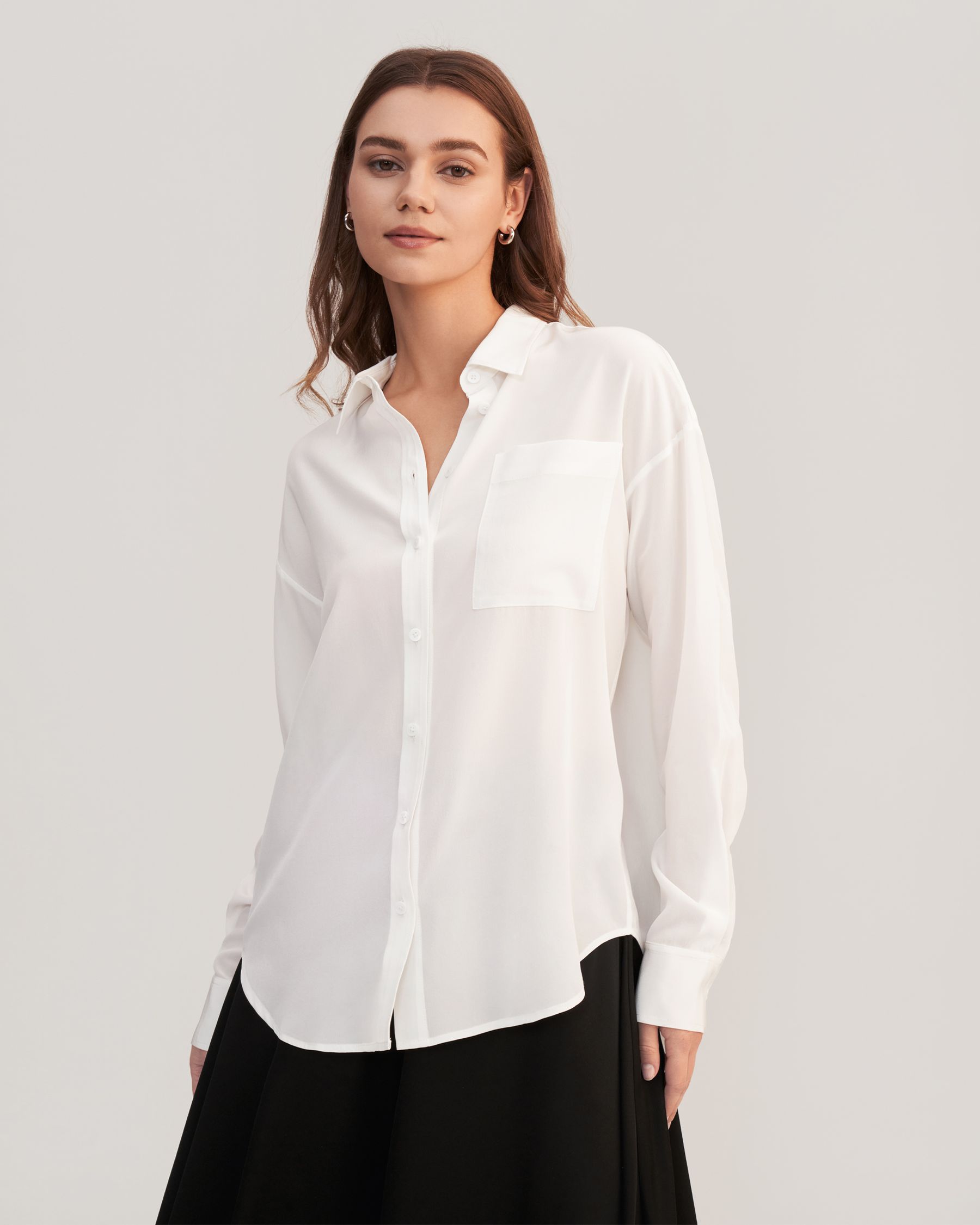 Chemise Oversized Soie à Épaule Tombante