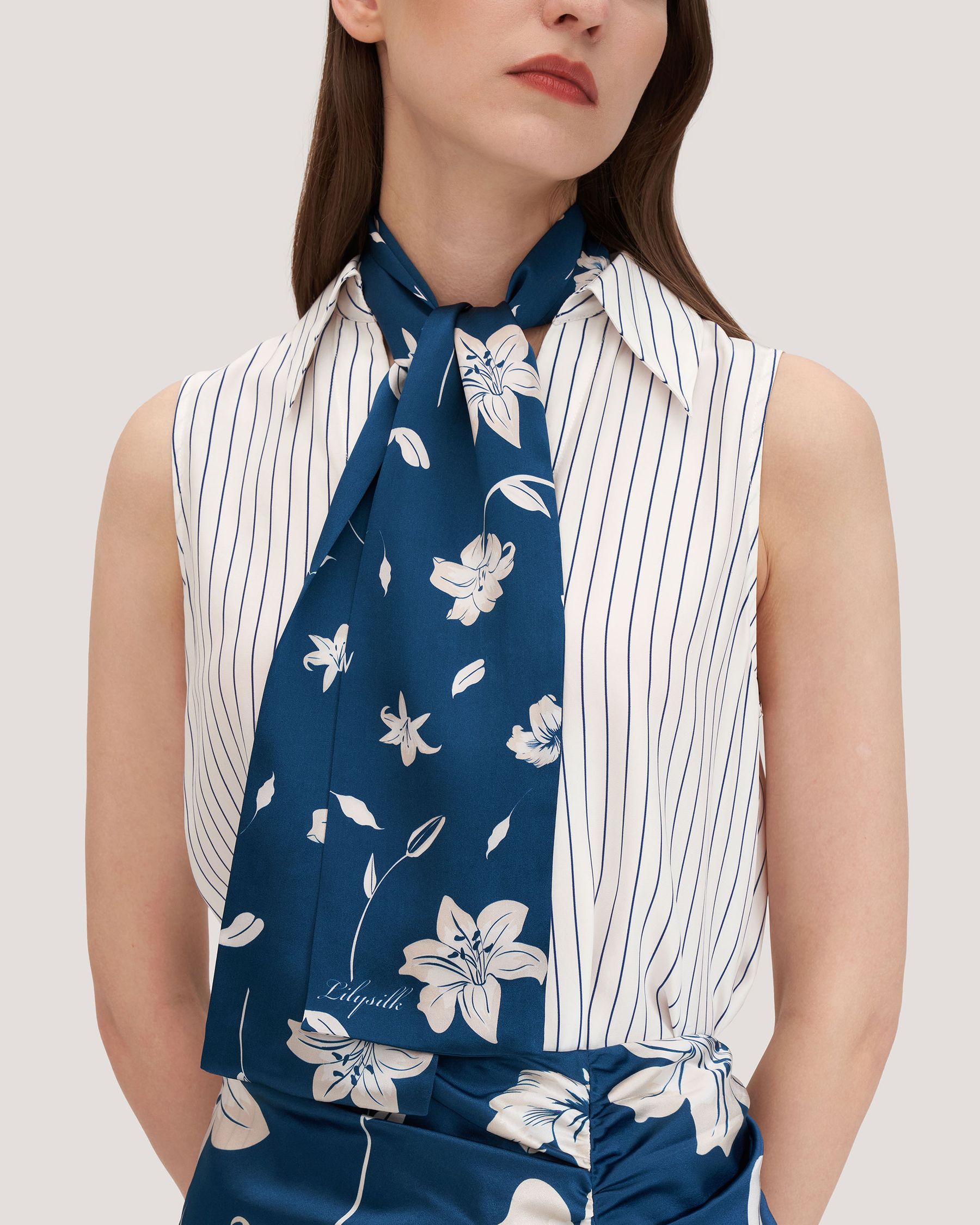 Stunning Rectangular Silk Lily Scarf