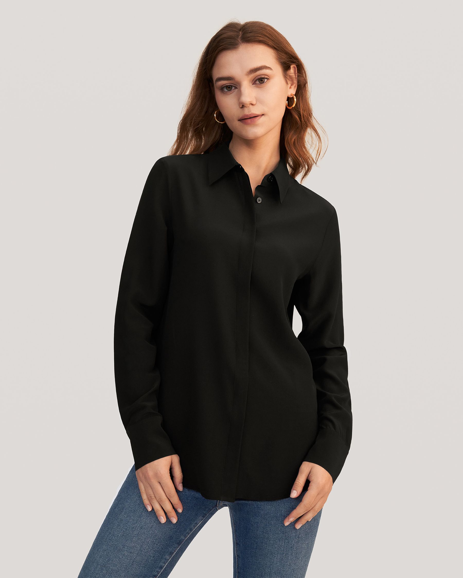 Wrinkle Free Basic Silk Shirt