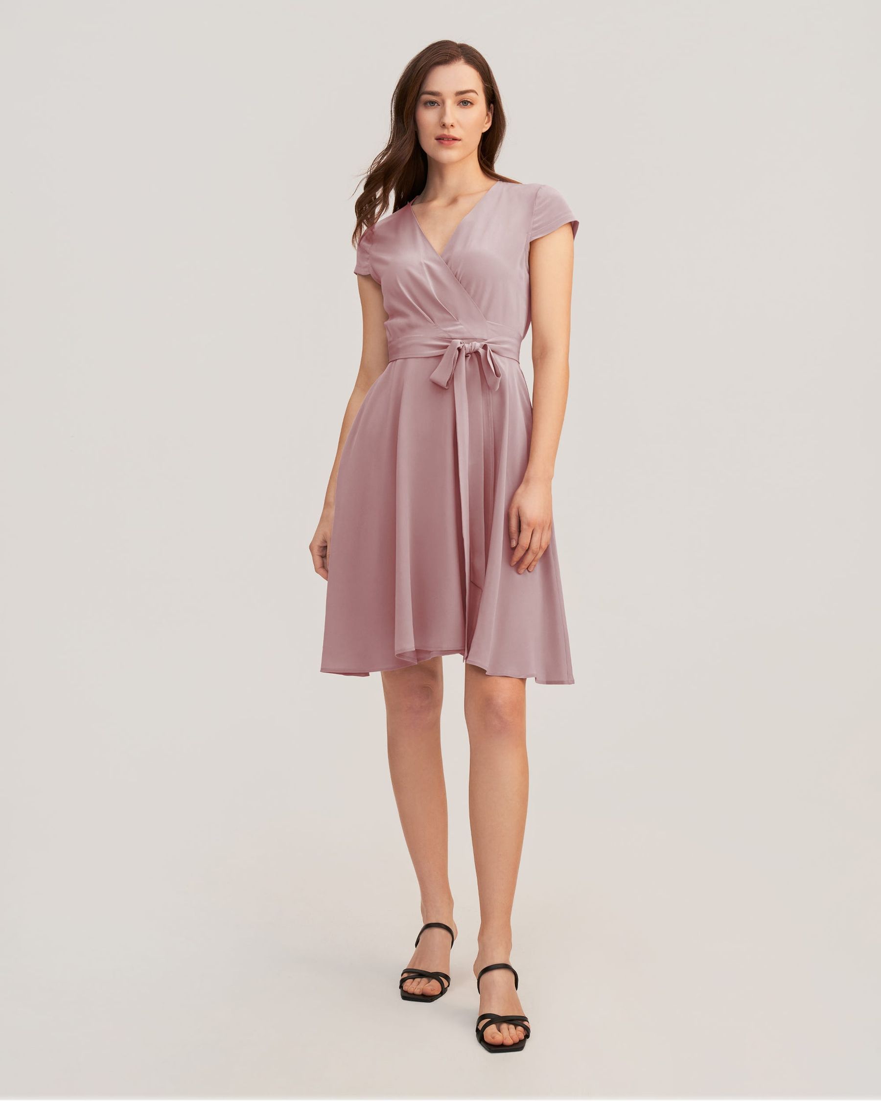 Figure Flattering Silk Wrap Dress