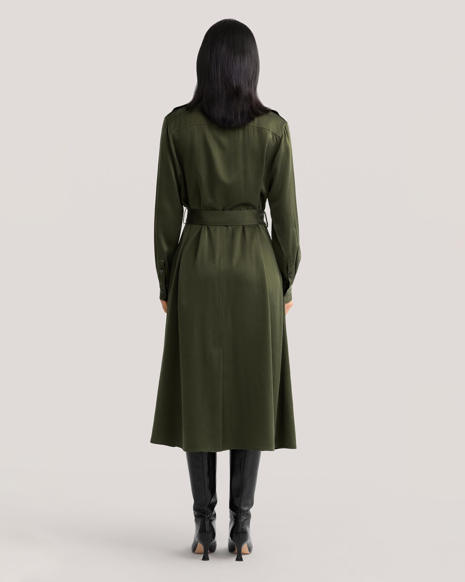 Sandgewaschenes Trench-Kleid mit Taschen