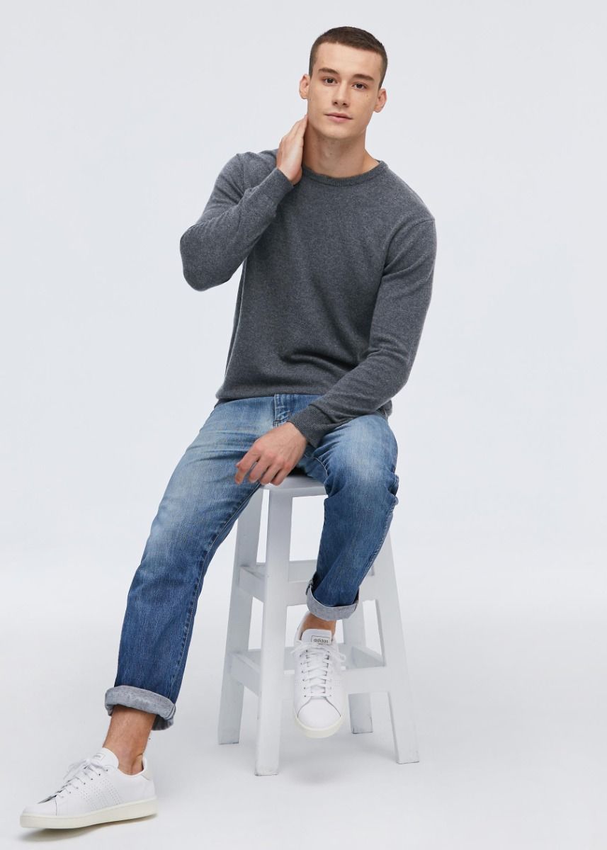 Crew Neck Cashmere Sweater For Men