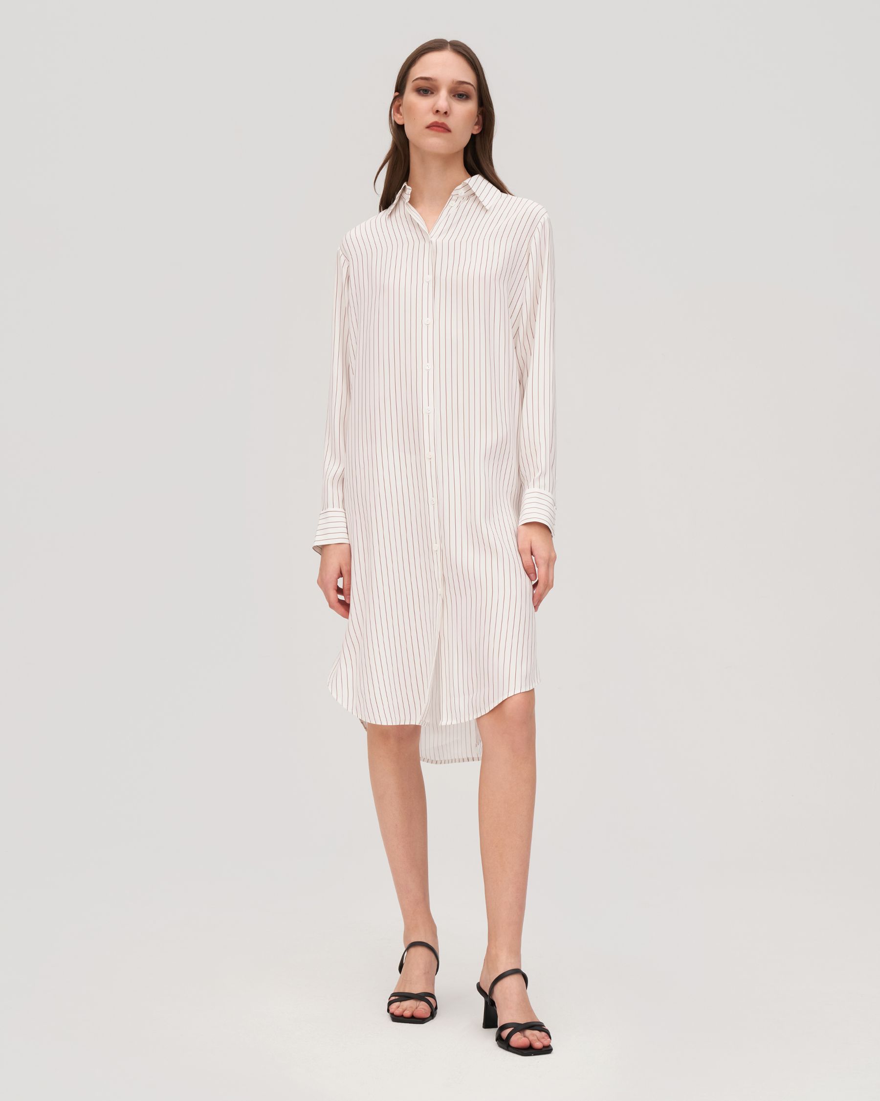 Pinstriped Freesia Shirt Dress