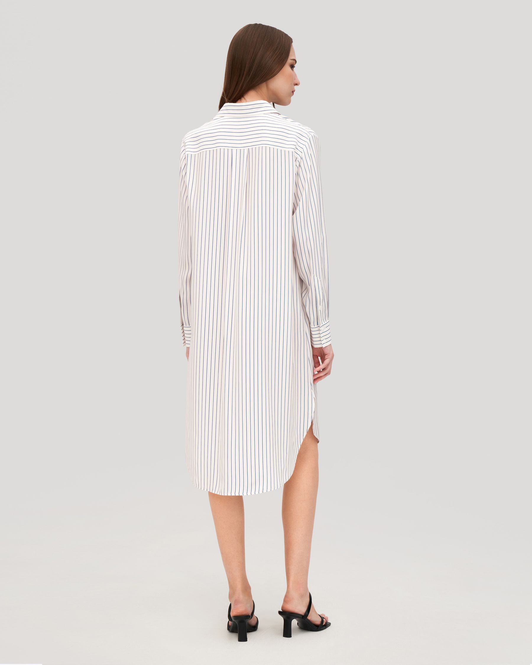 Pinstriped Freesia Shirt Dress