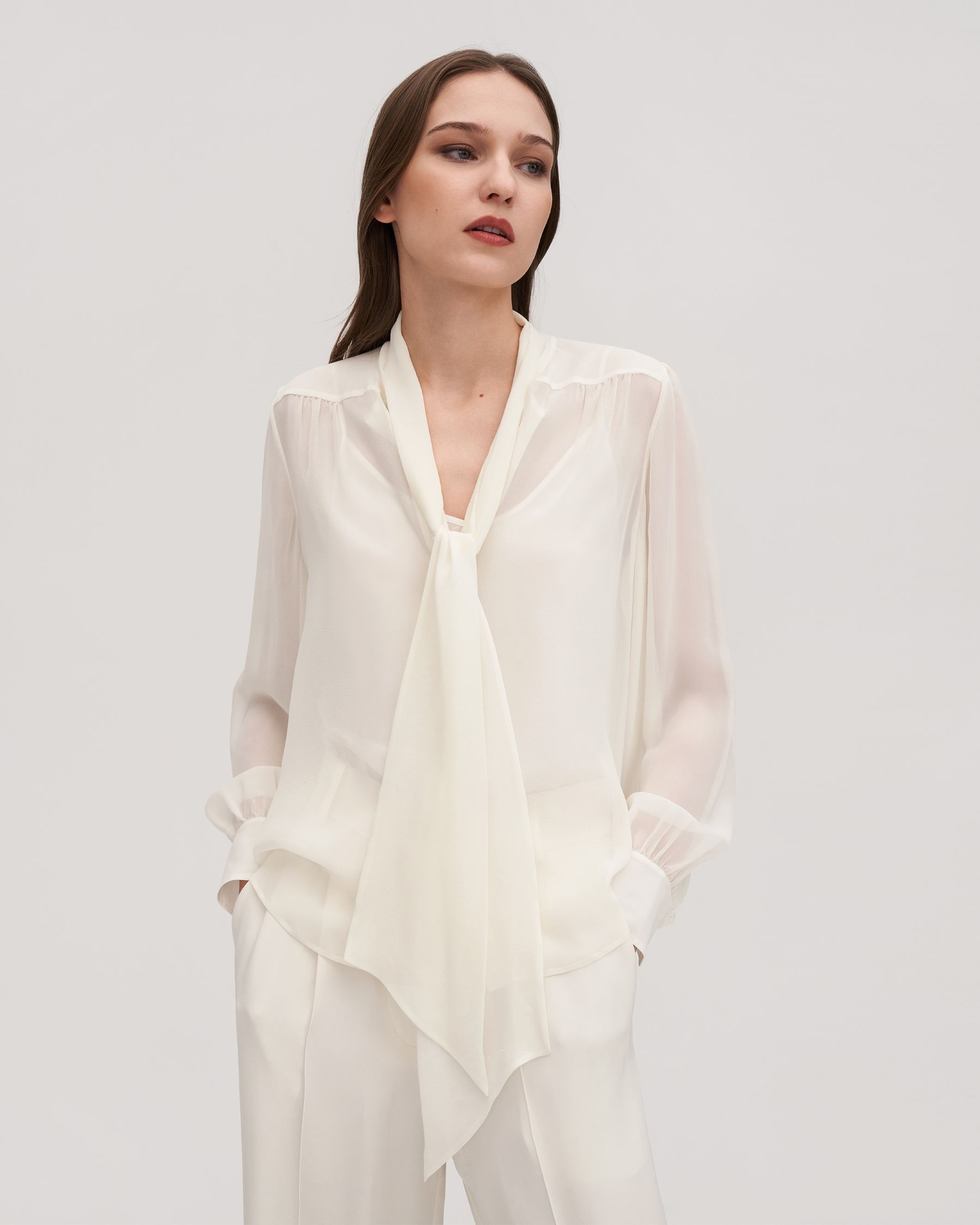 Bow Tie Silk Jasmine Blouse For Women