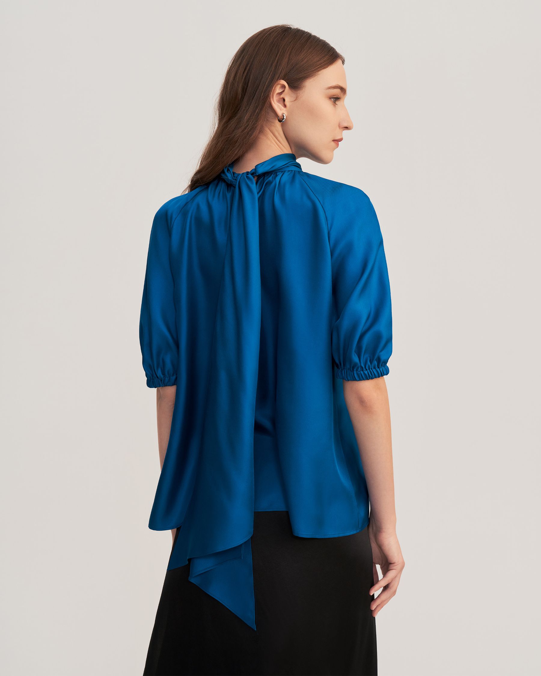 Top blusa in twill di seta Ajuga