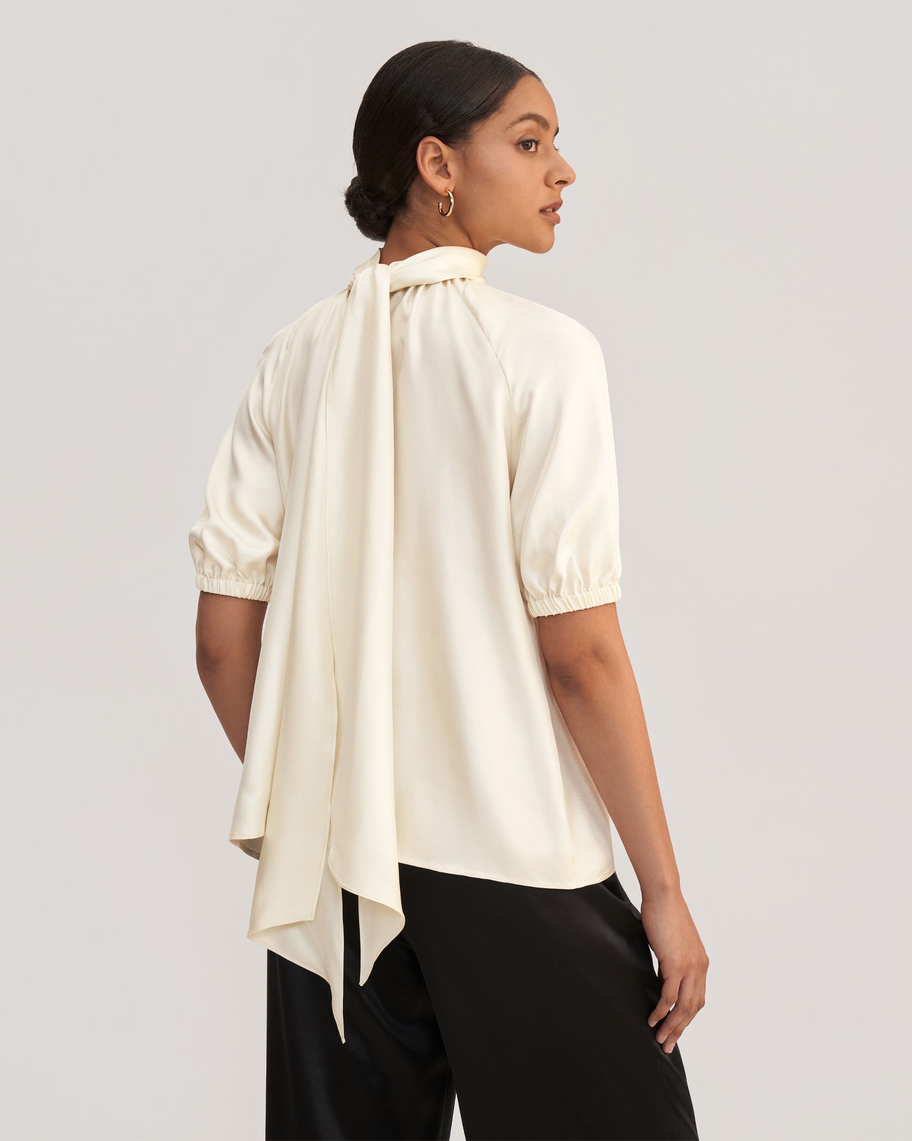 Top blusa in twill di seta Ajuga