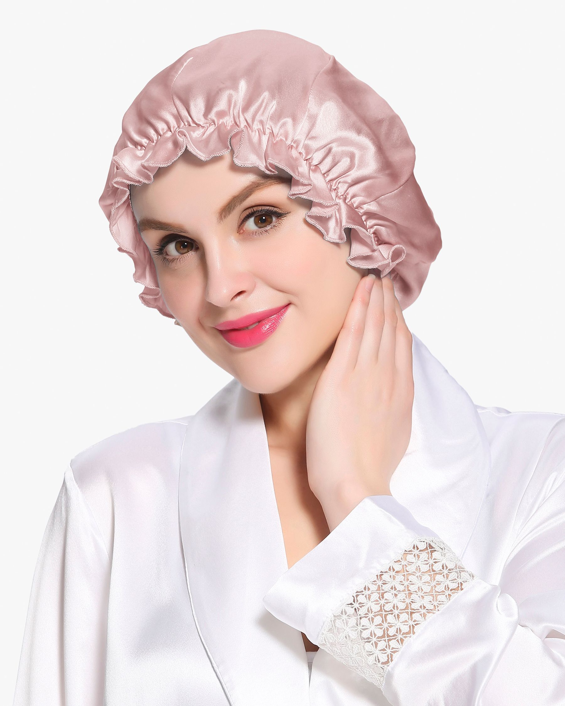 Silk Night Sleep Cap with Flounce