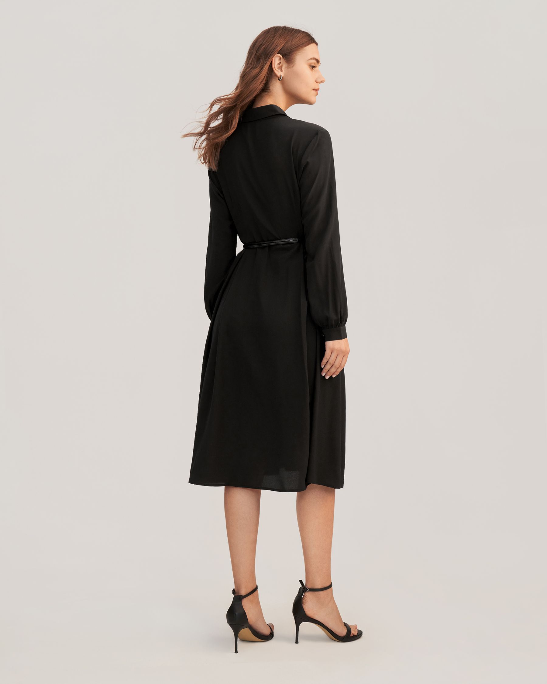 Women's Long Sleeve Retro Graceful Silk Dress