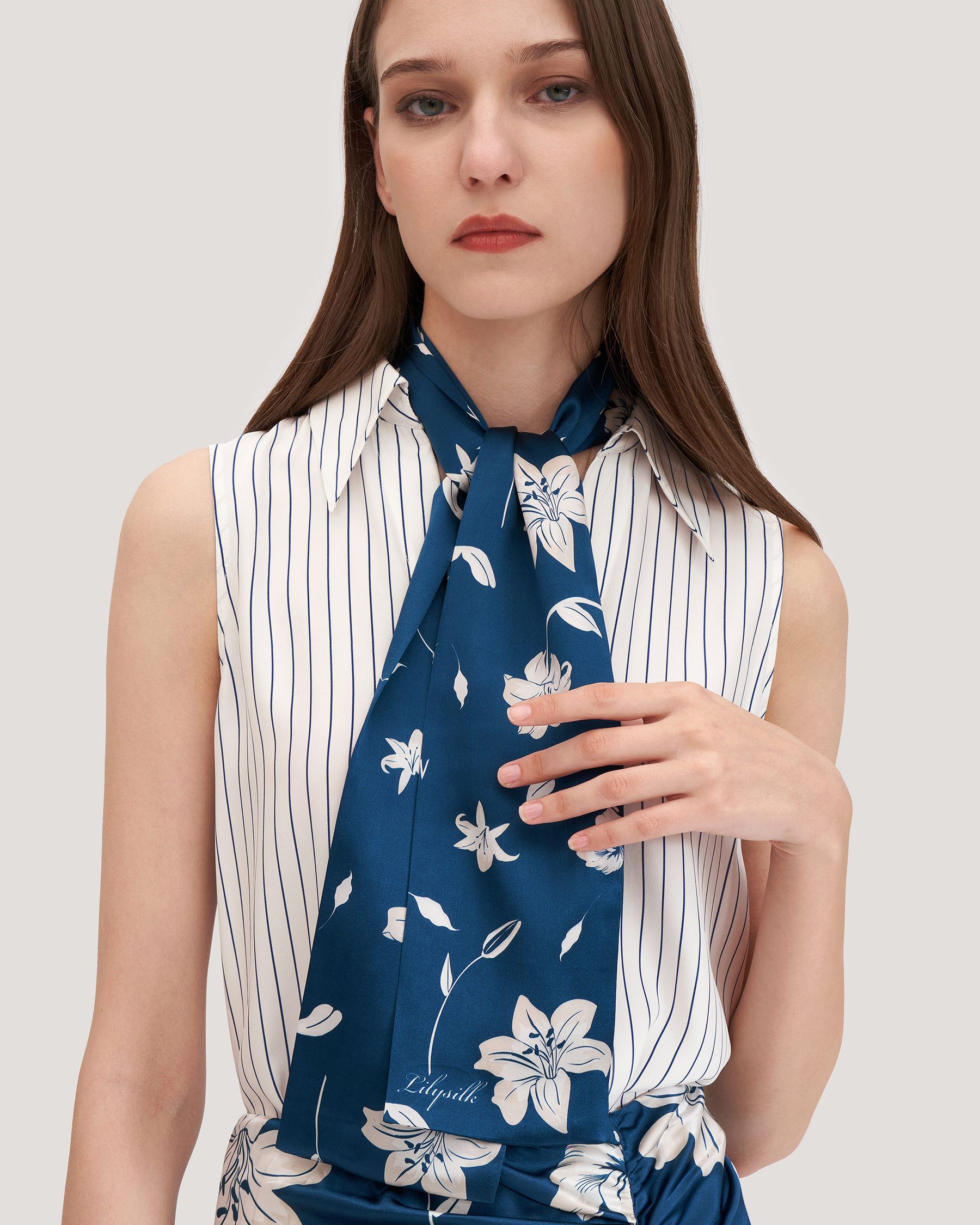 Stunning Rectangular Silk Lily Scarf