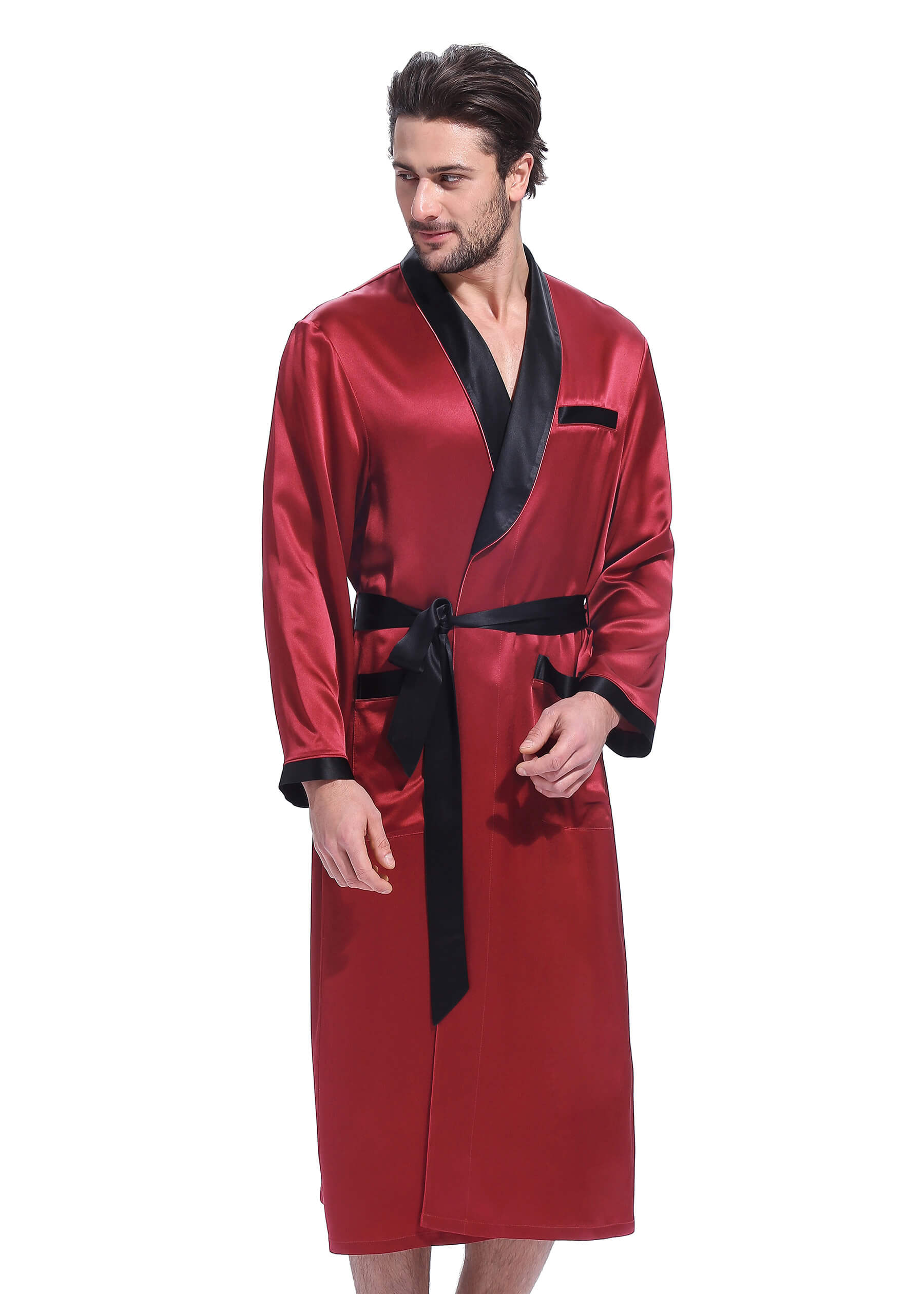 22 Momme Business Contrast Long Silk Robe