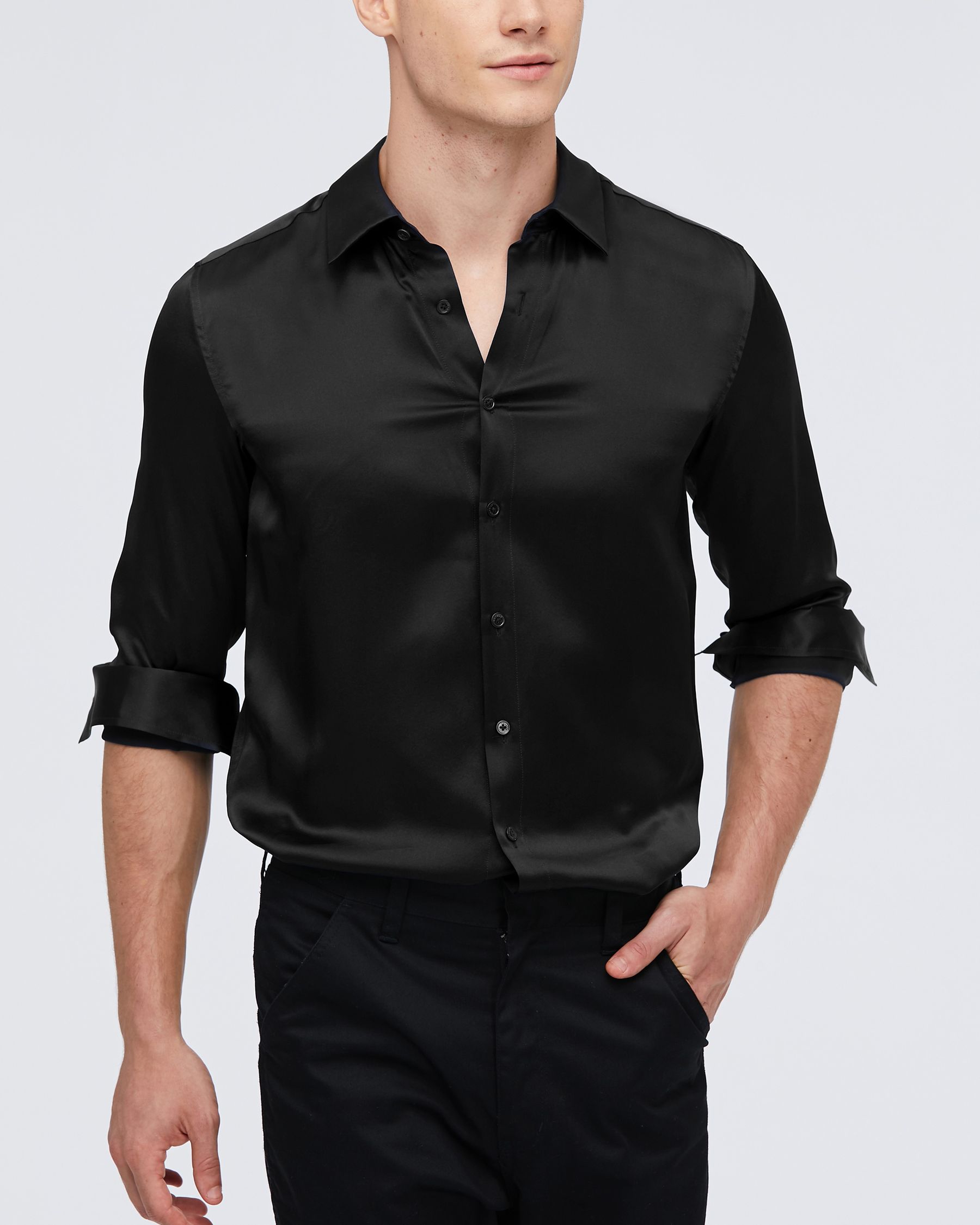 Camisa Básica para Hombre de Seda Morera 22MM