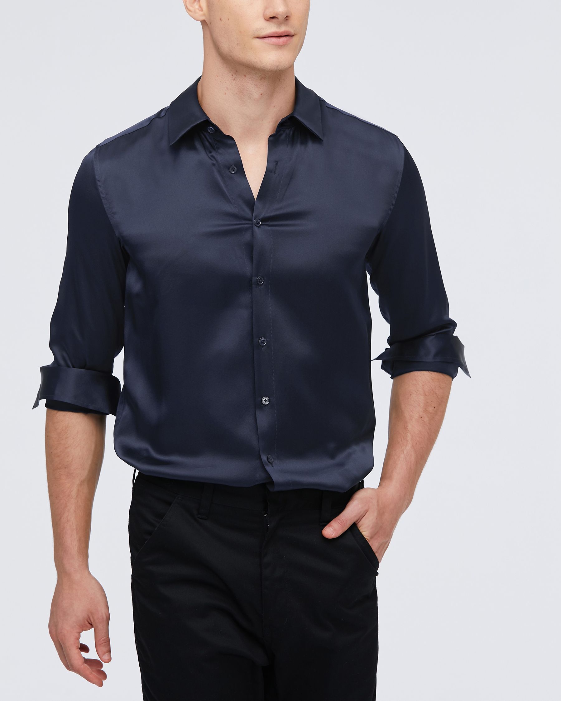 22MM Mulberry Silk Basic Mens Shirt