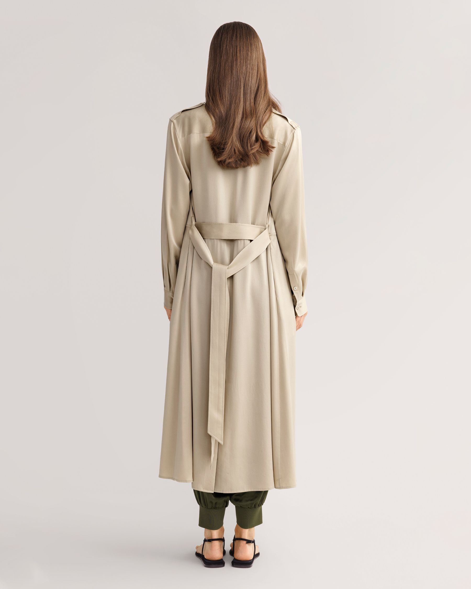 Sand-washed Pocket Trench Dress