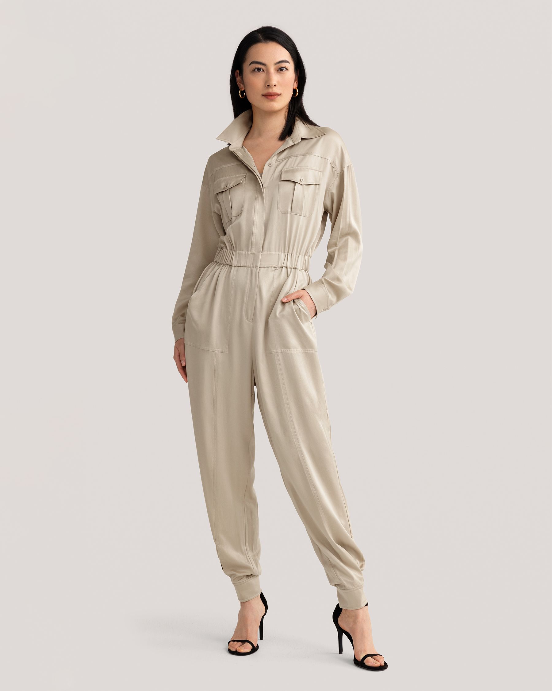 Sandtvättad Safari Jumpsuit