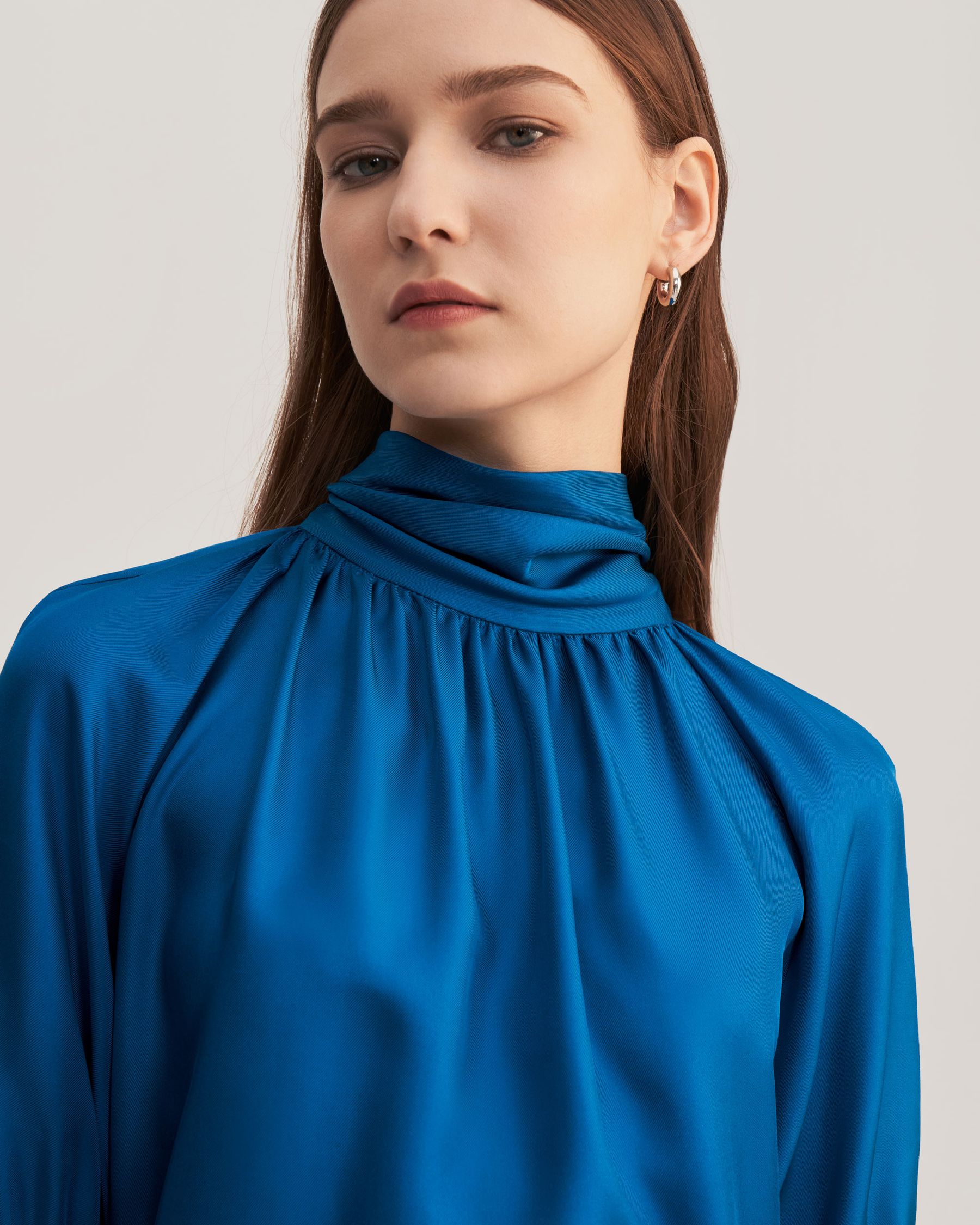 Top blusa in twill di seta Ajuga