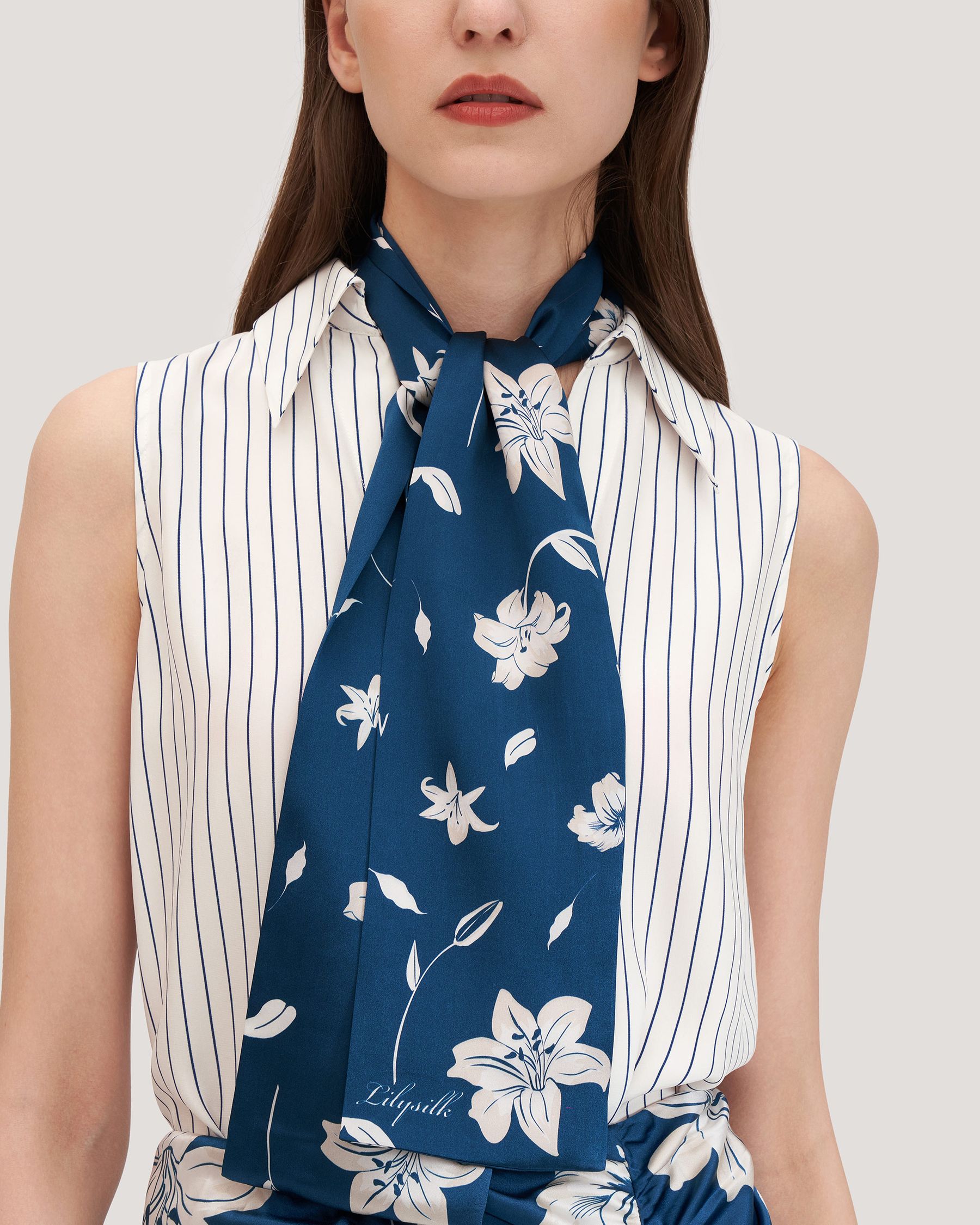 Stunning Rectangular Silk Lily Scarf