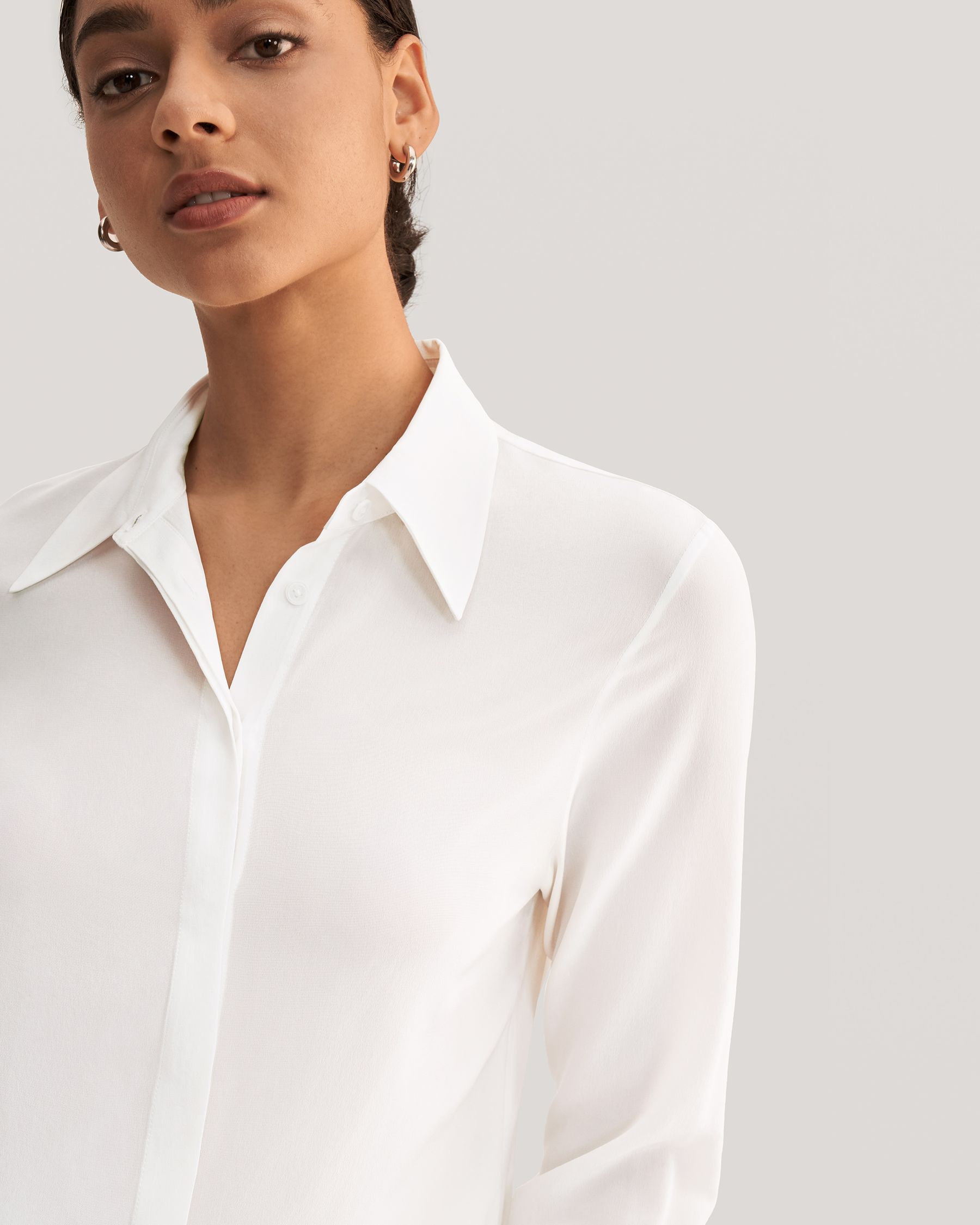  Camisa Seda Mujer Básica Anti Pliegues