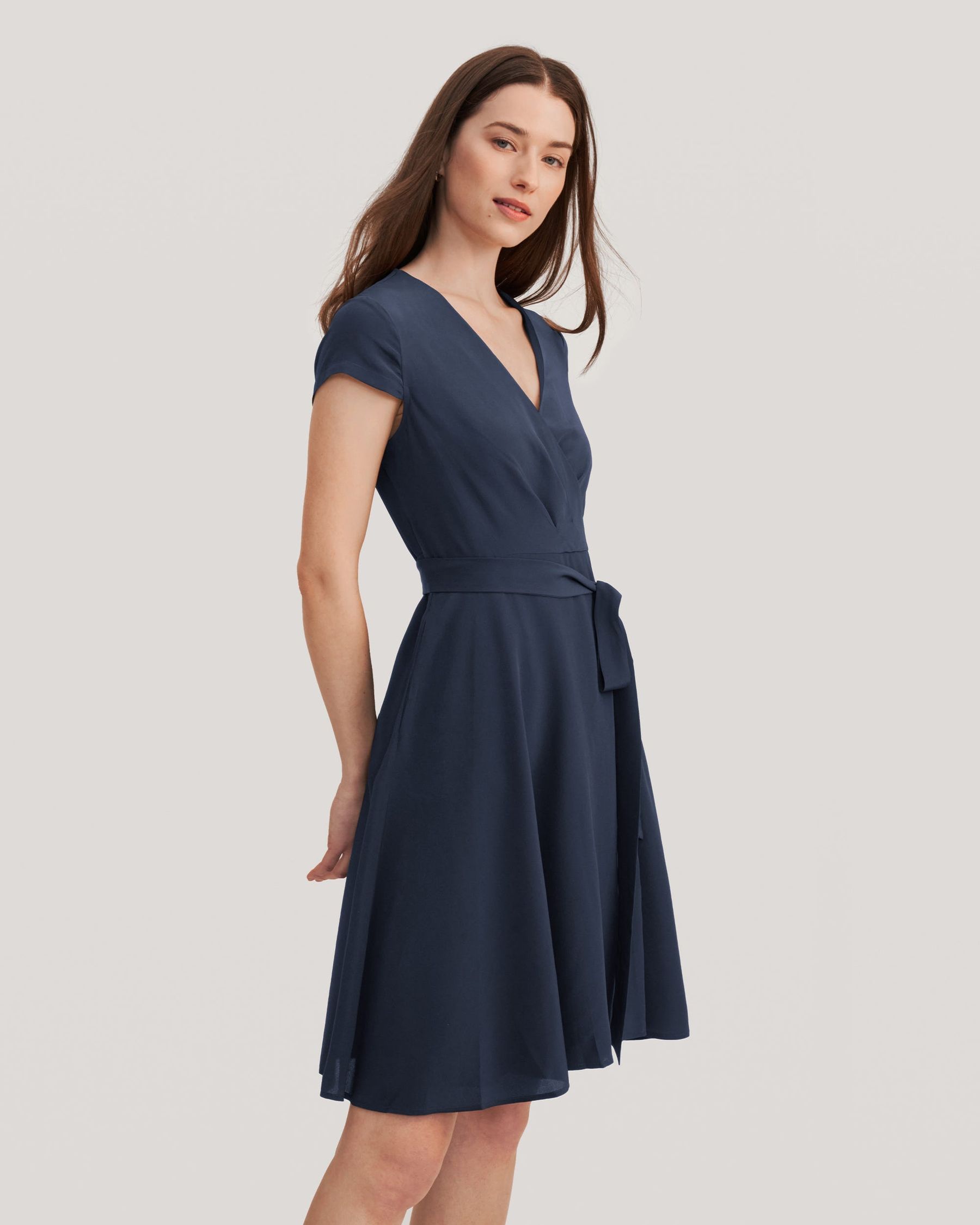 Figure Flattering Silk Wrap Dress