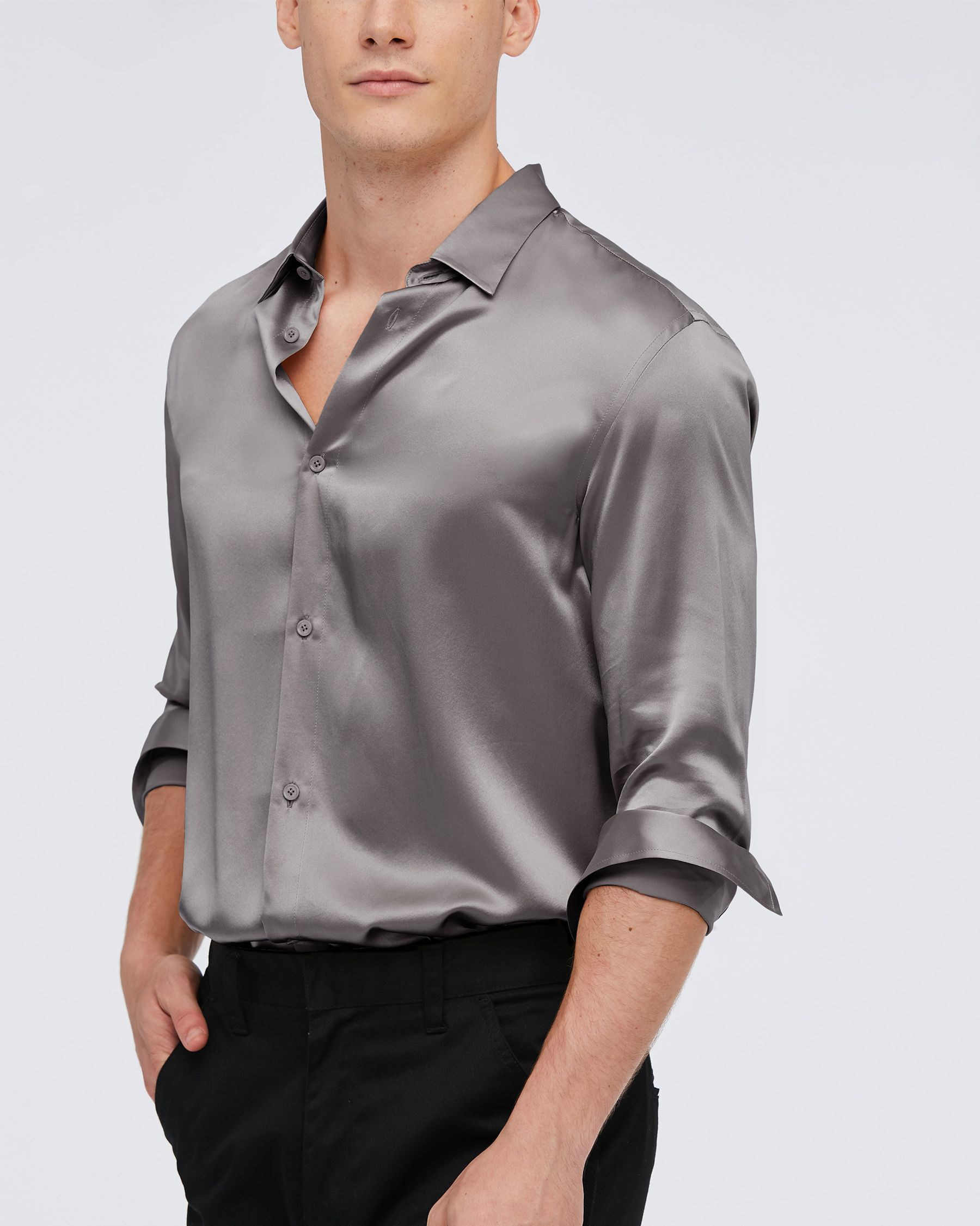 22MM Mulberry Silk Basic Mens Shirt