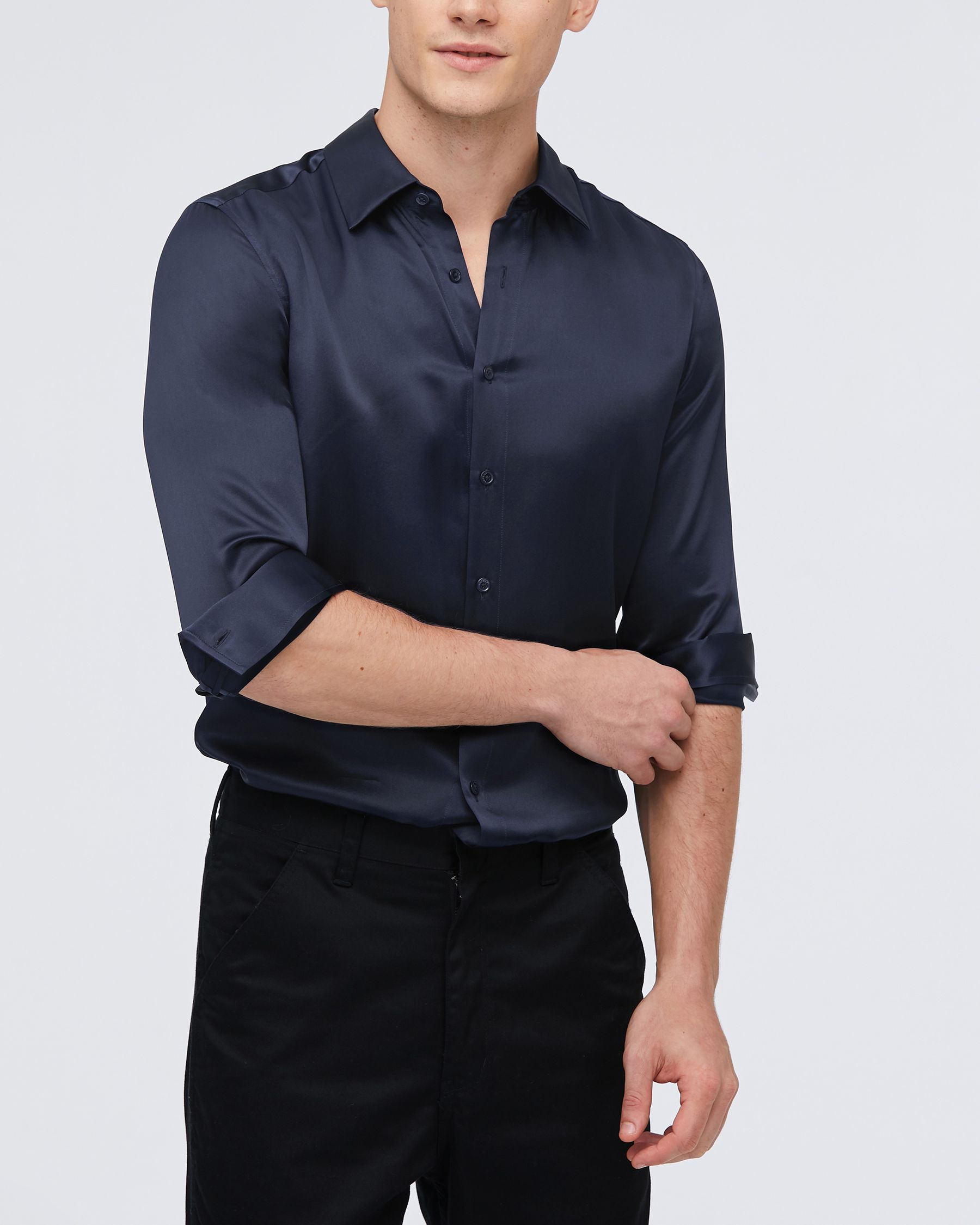 Camisa Básica para Hombre de Seda Morera 22MM