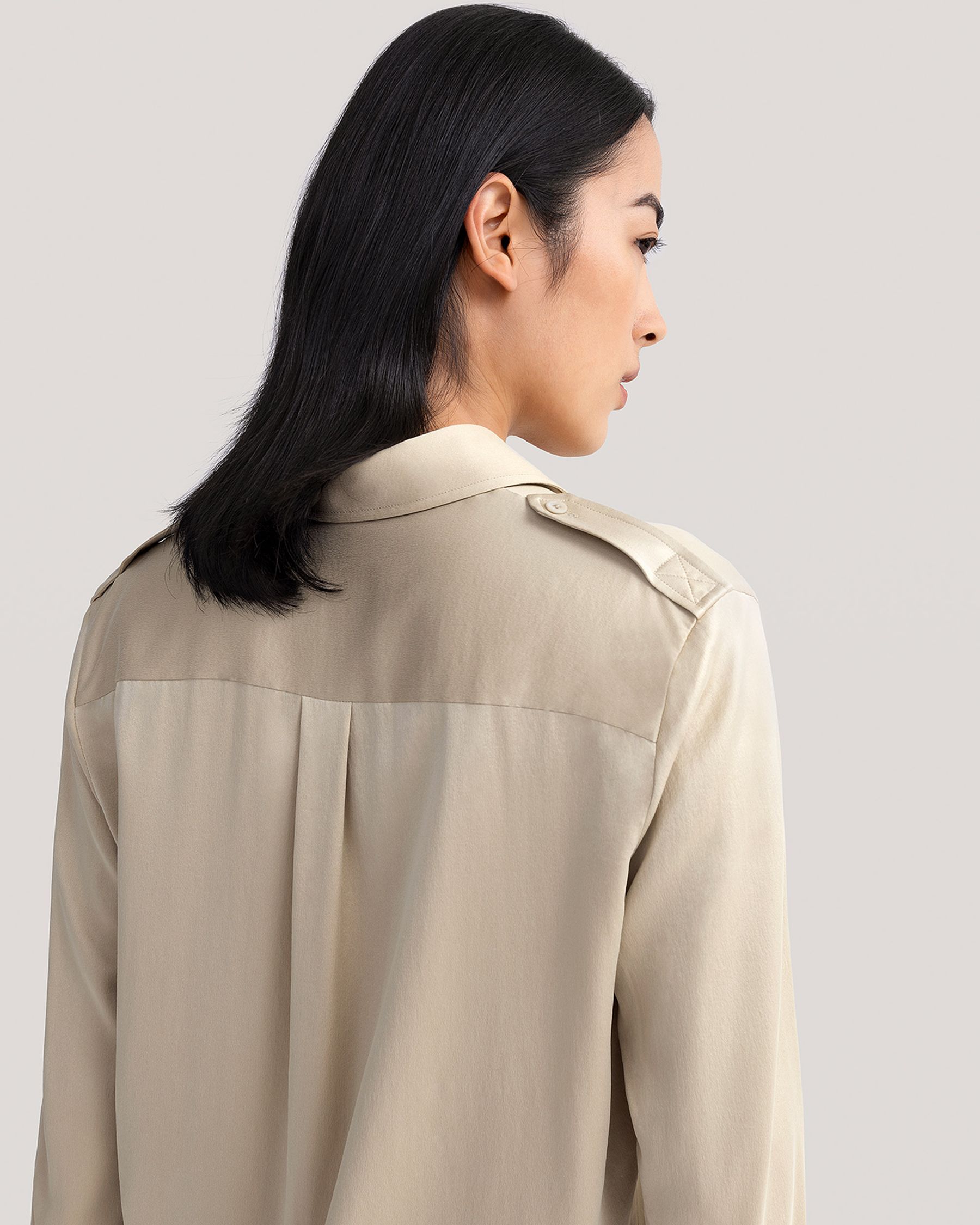 Sandwashed Silk Shirt With Epaulettes