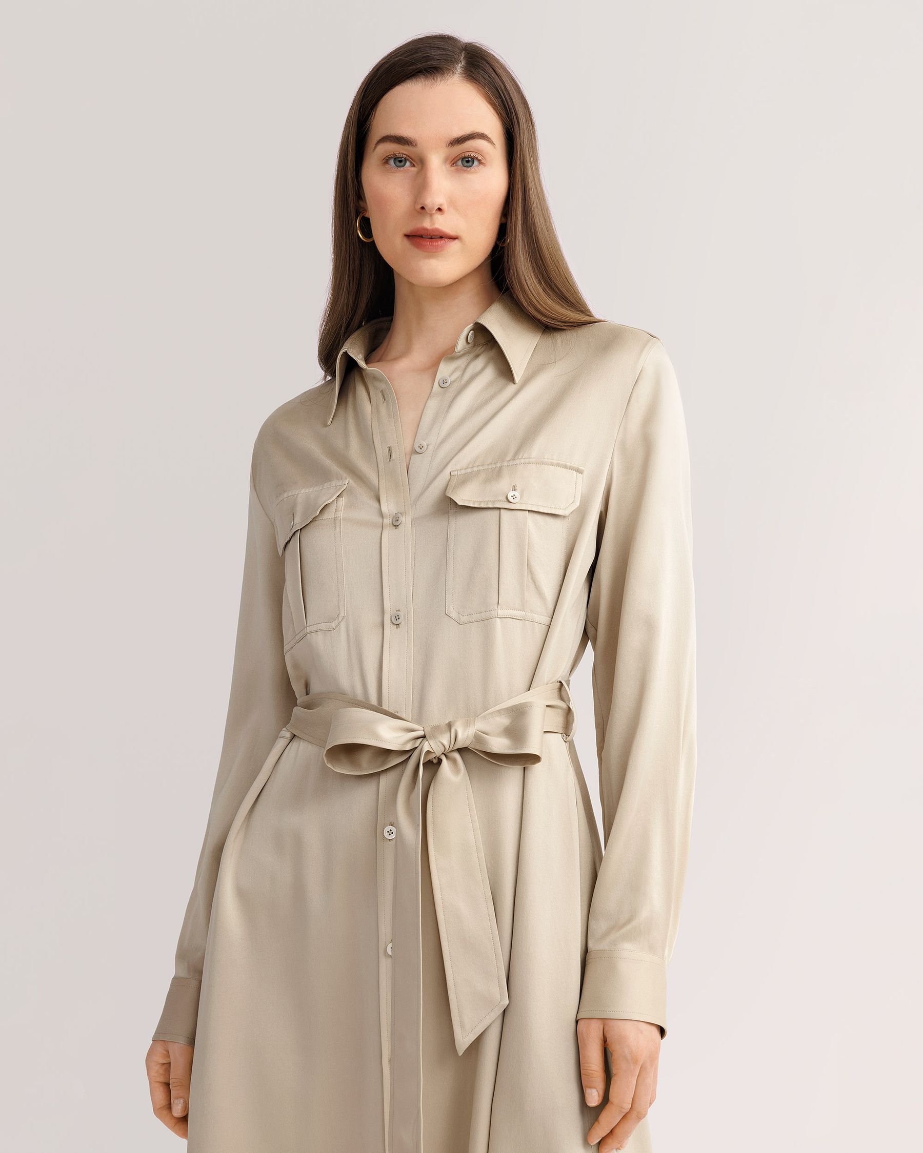 Sand-washed Pocket Trench Dress