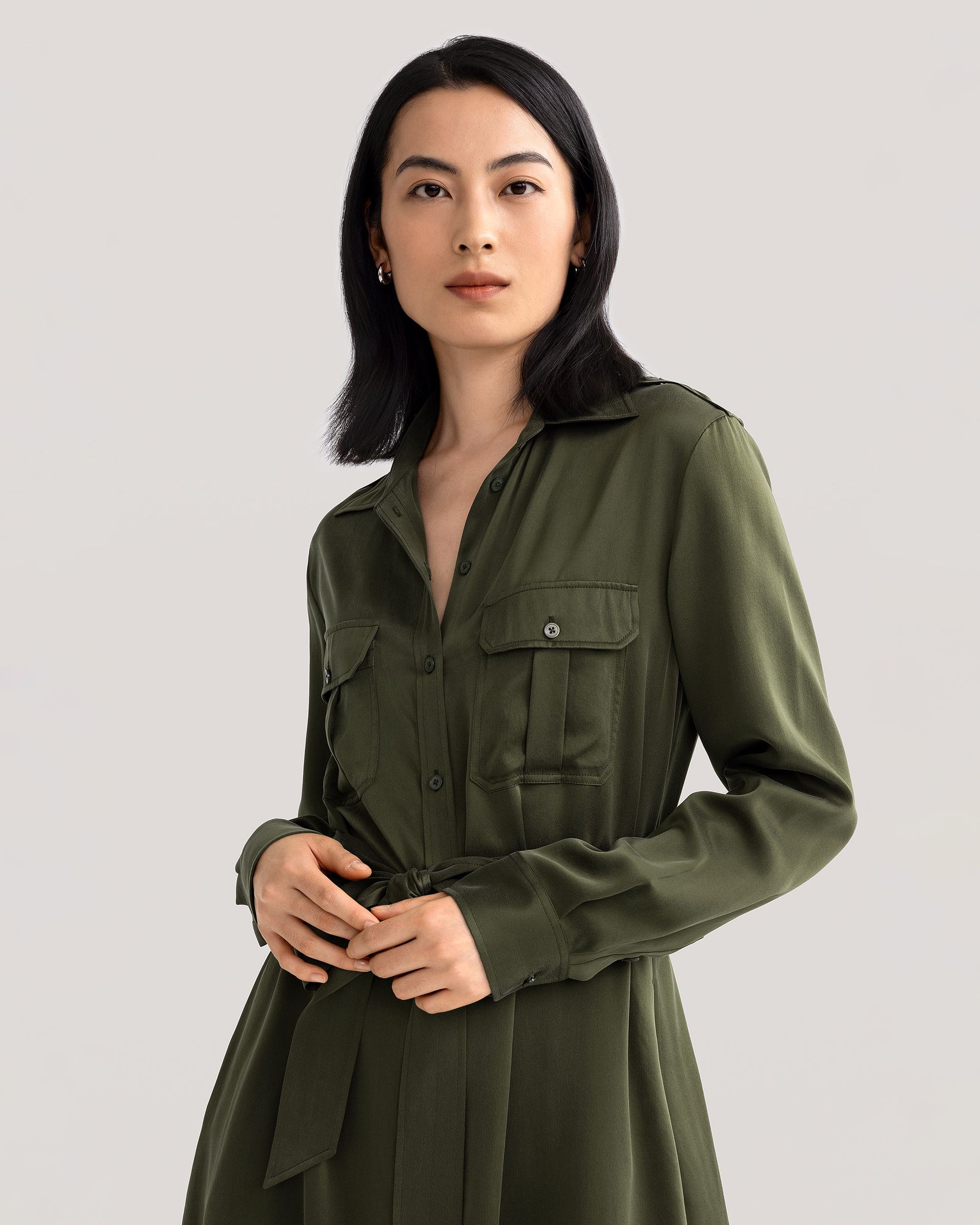 Sand-washed Pocket Trench Dress