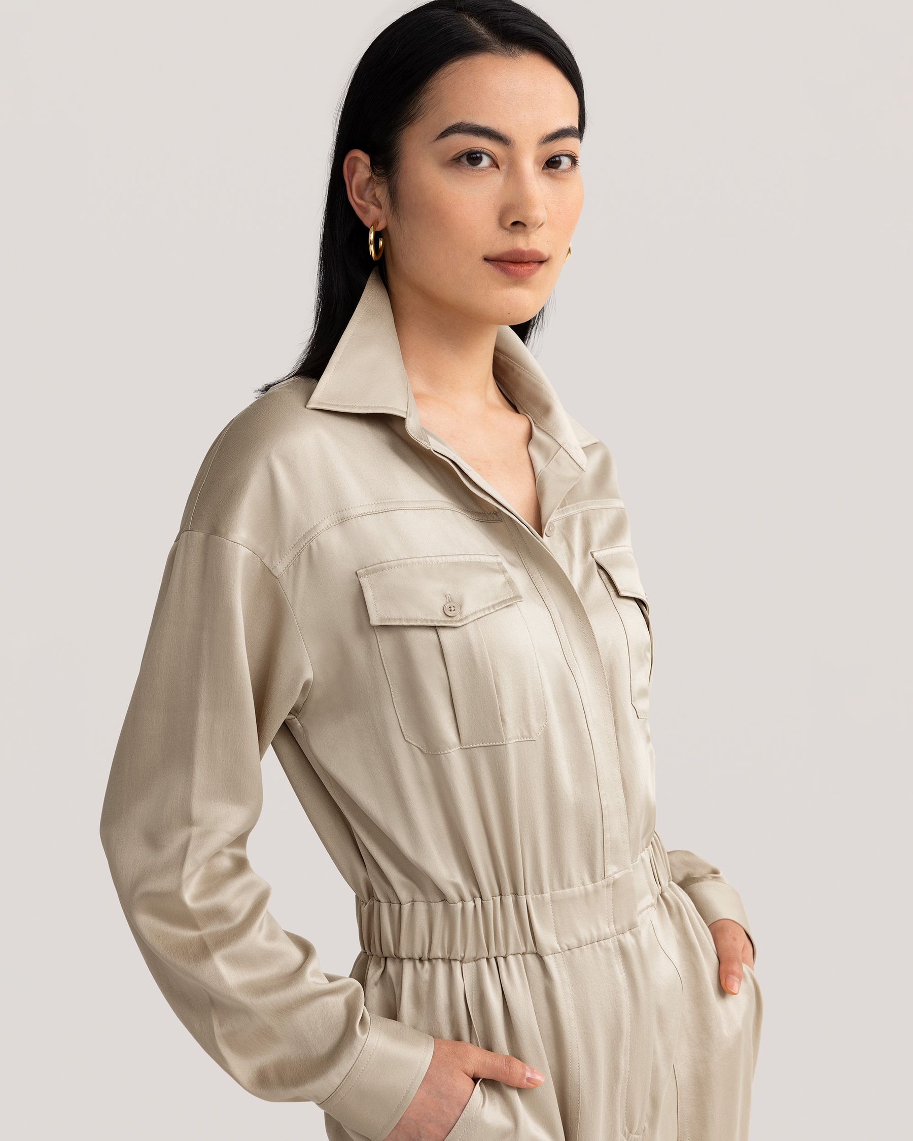 Sandtvättad Safari Jumpsuit