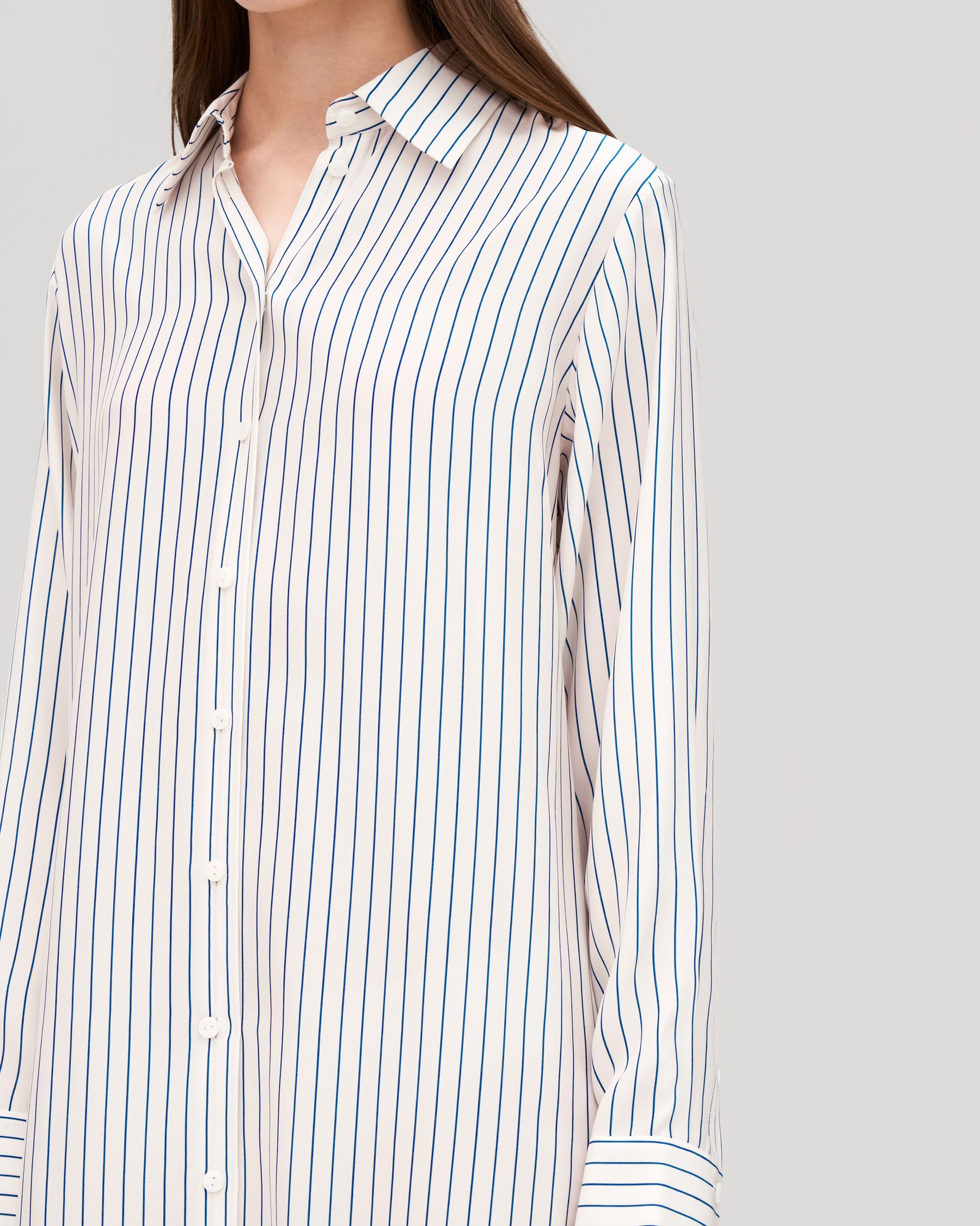 Pinstriped Freesia Shirt Dress