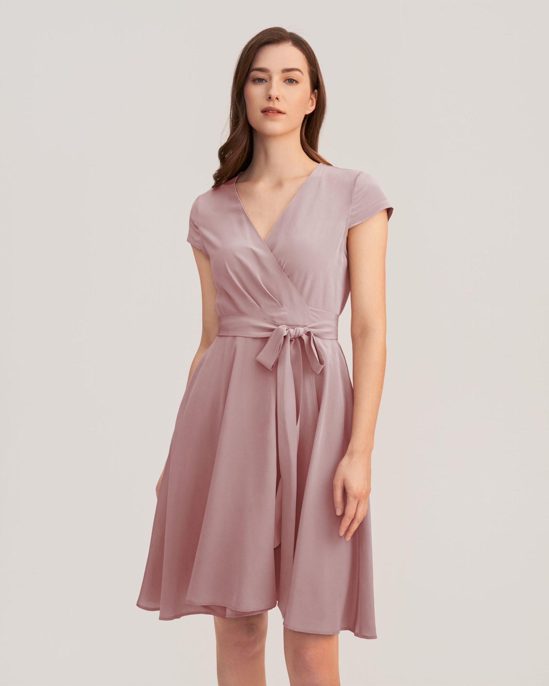 Figure Flattering Silk Wrap Dress