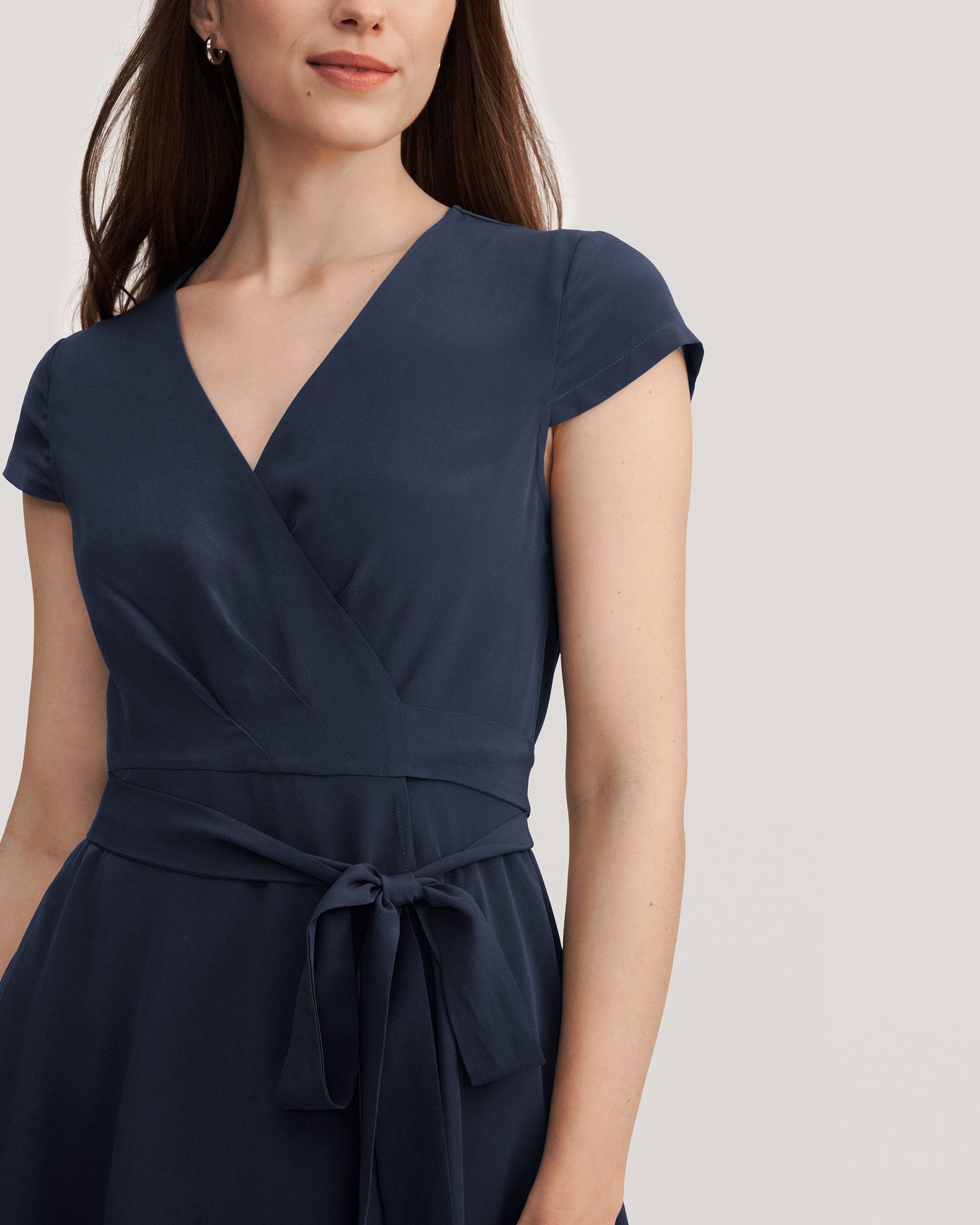 Figure Flattering Silk Wrap Dress