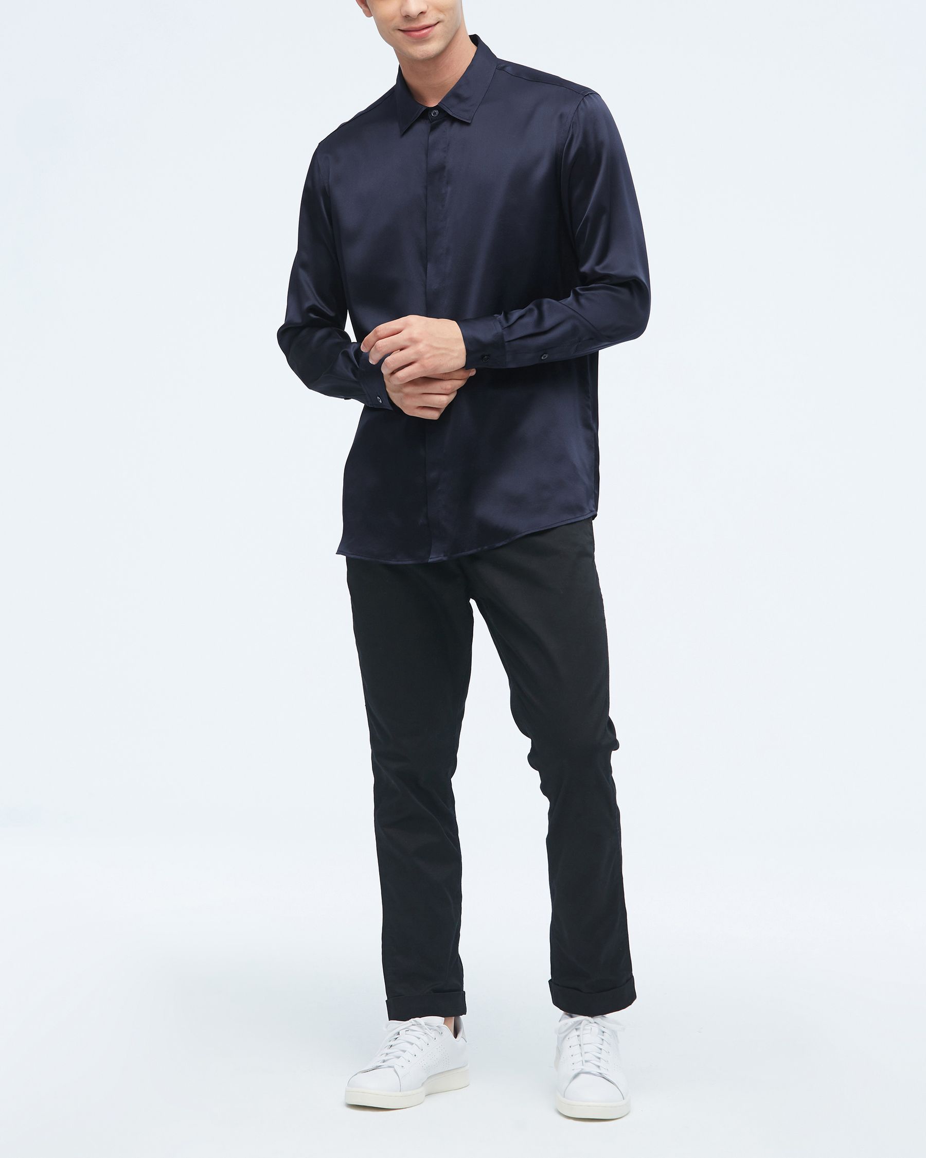 Classic Long Sleeve Silk Shirt For Men