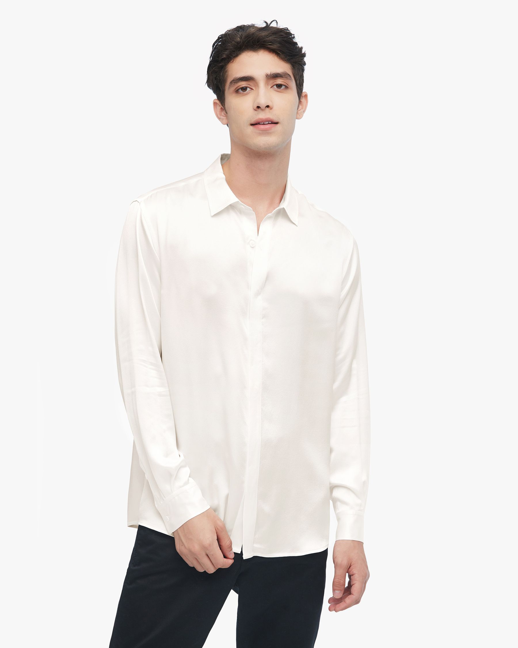 Classic Long Sleeve Silk Shirt For Men