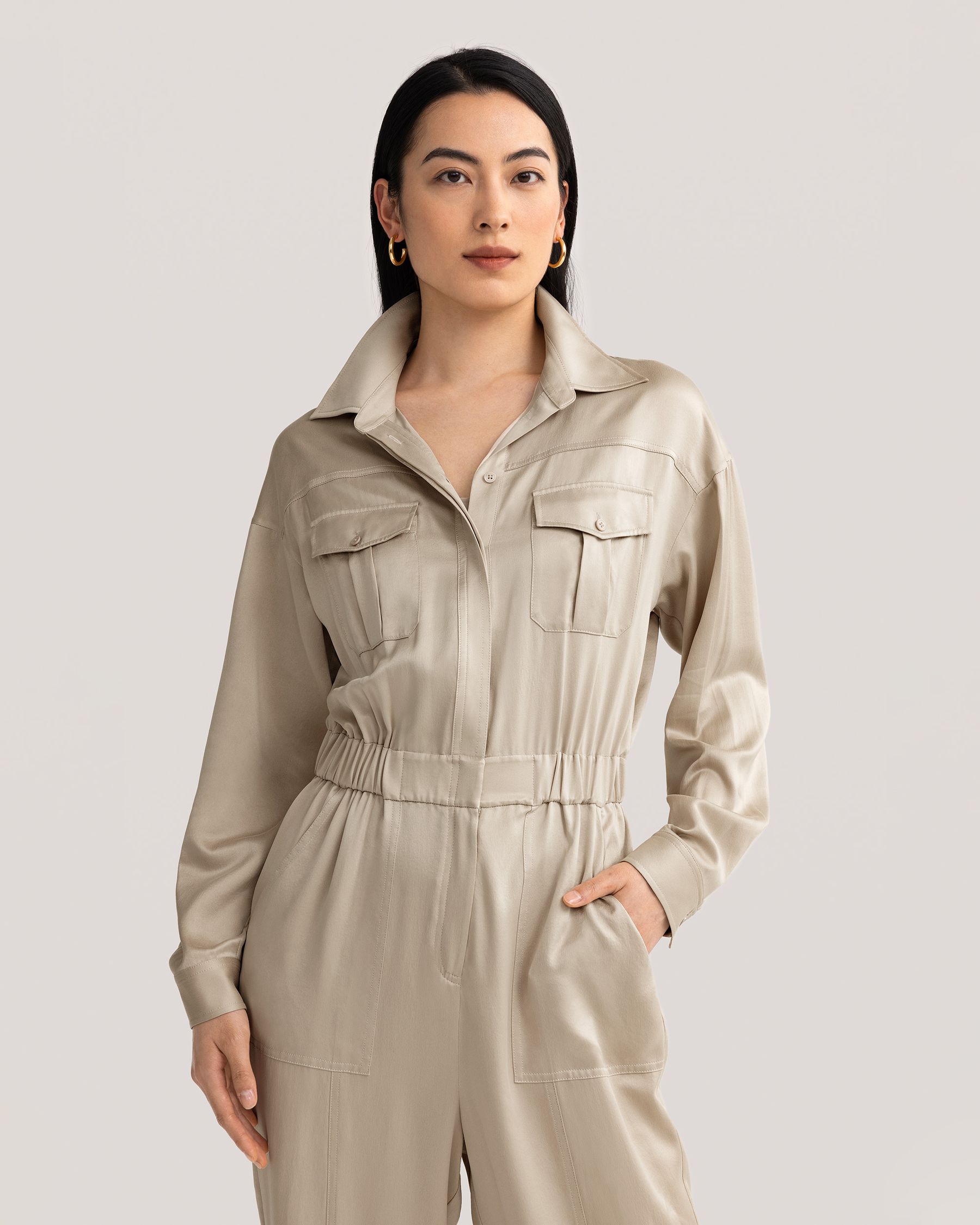 Sandtvättad Safari Jumpsuit