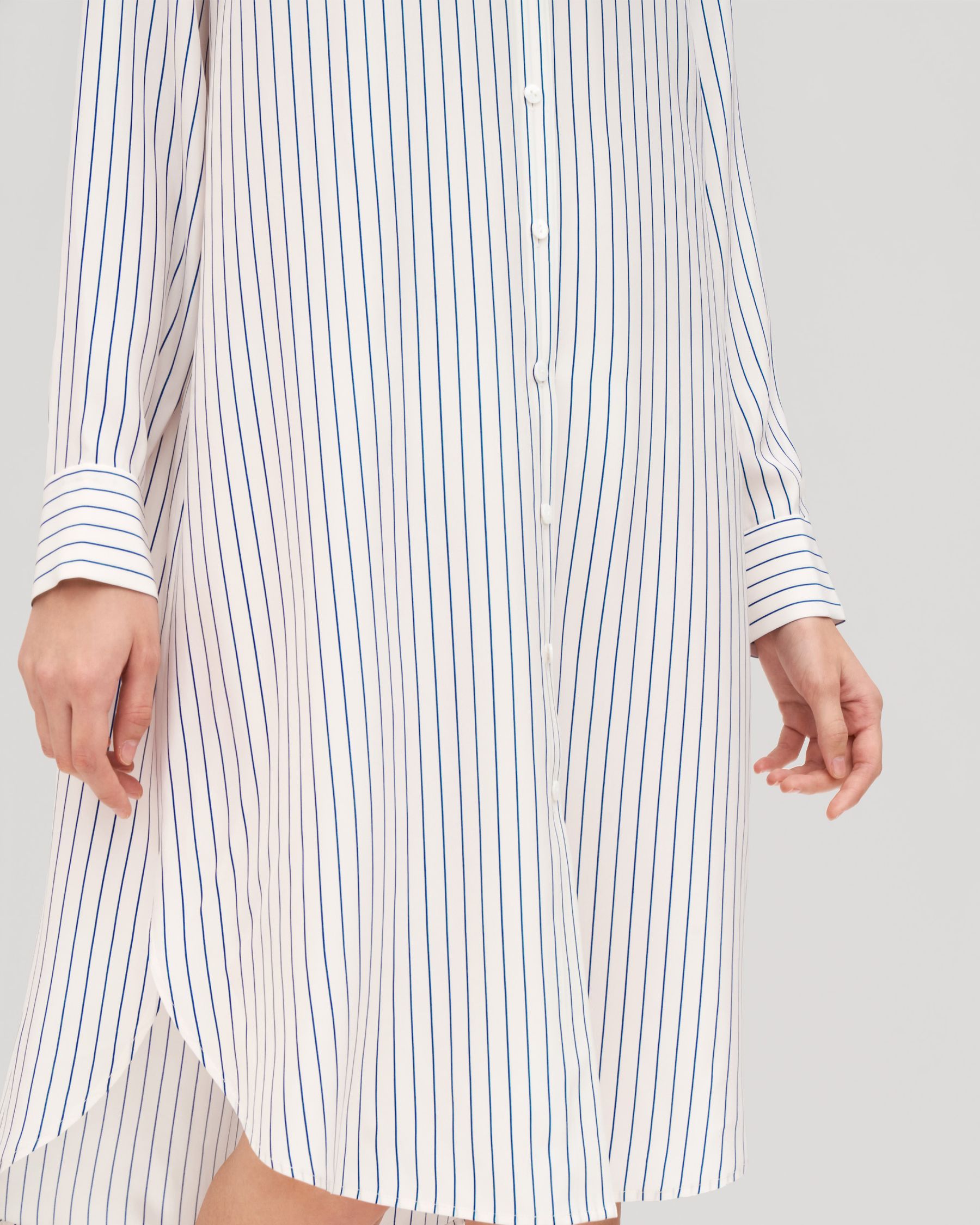 Pinstriped Freesia Shirt Dress