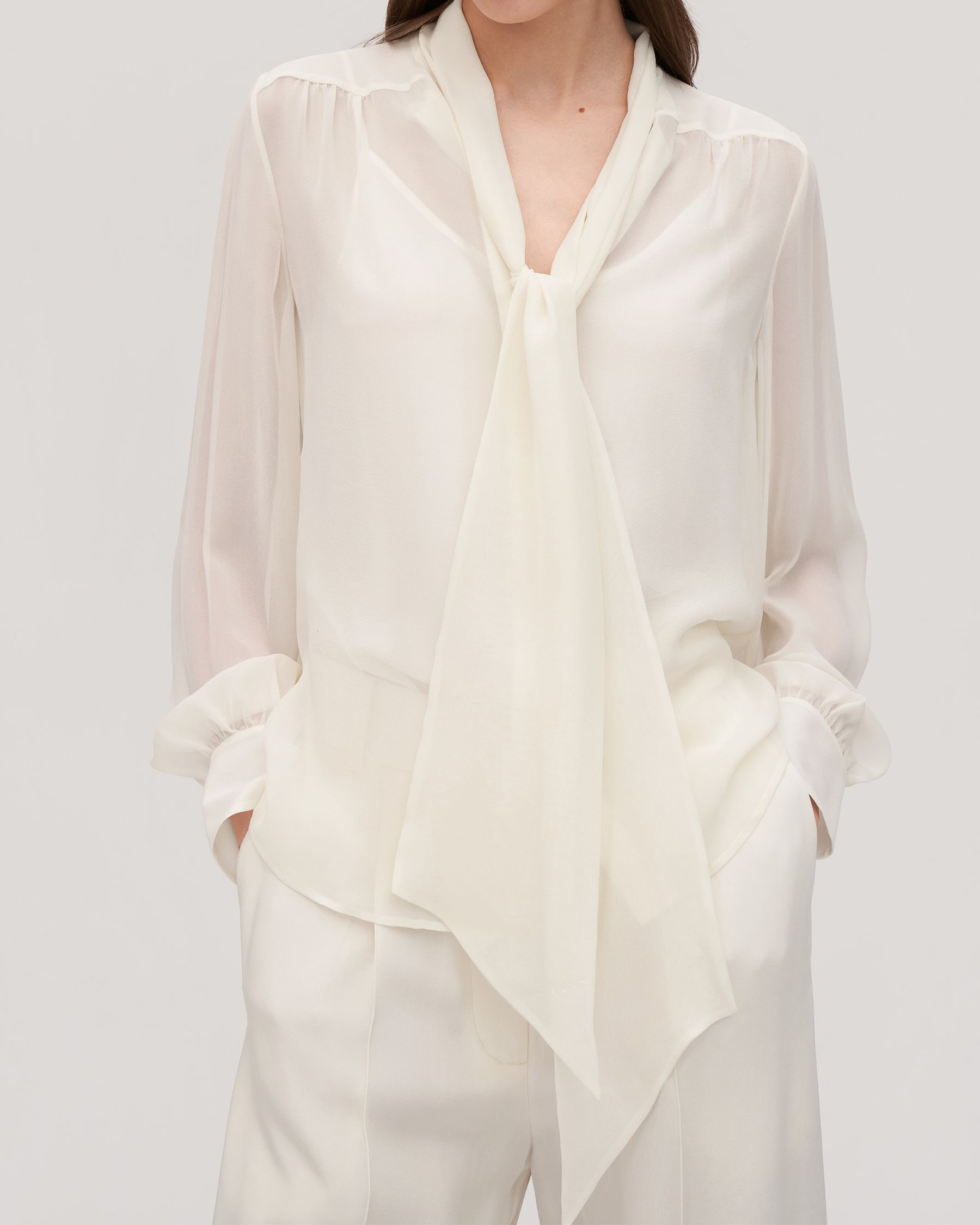 Bow Tie Silk Jasmine Blouse For Women