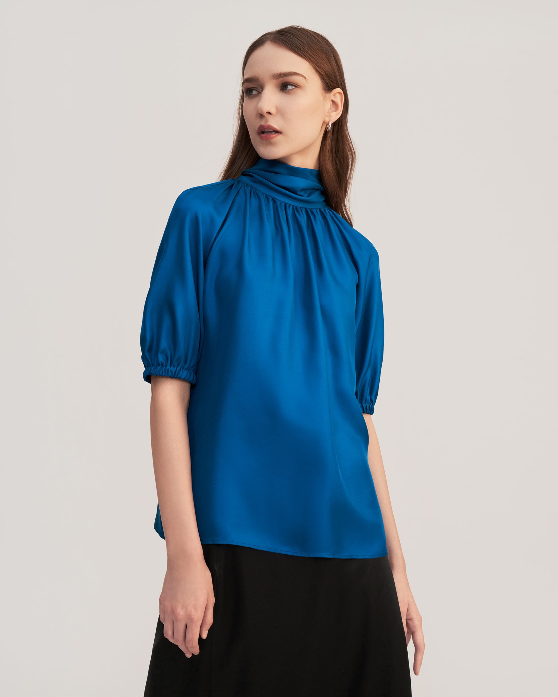 Top blusa in twill di seta Ajuga