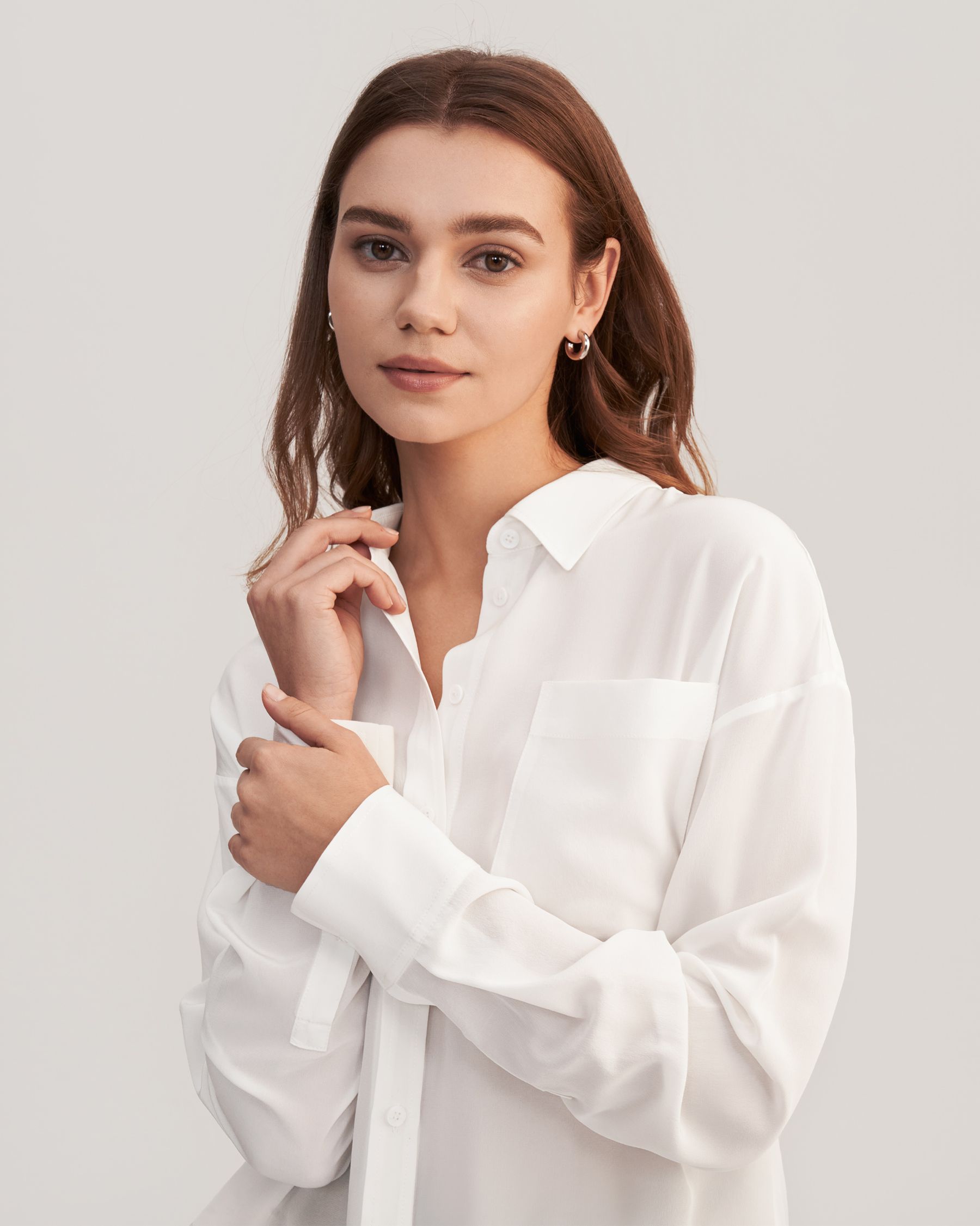 Chemise Oversized Soie à Épaule Tombante