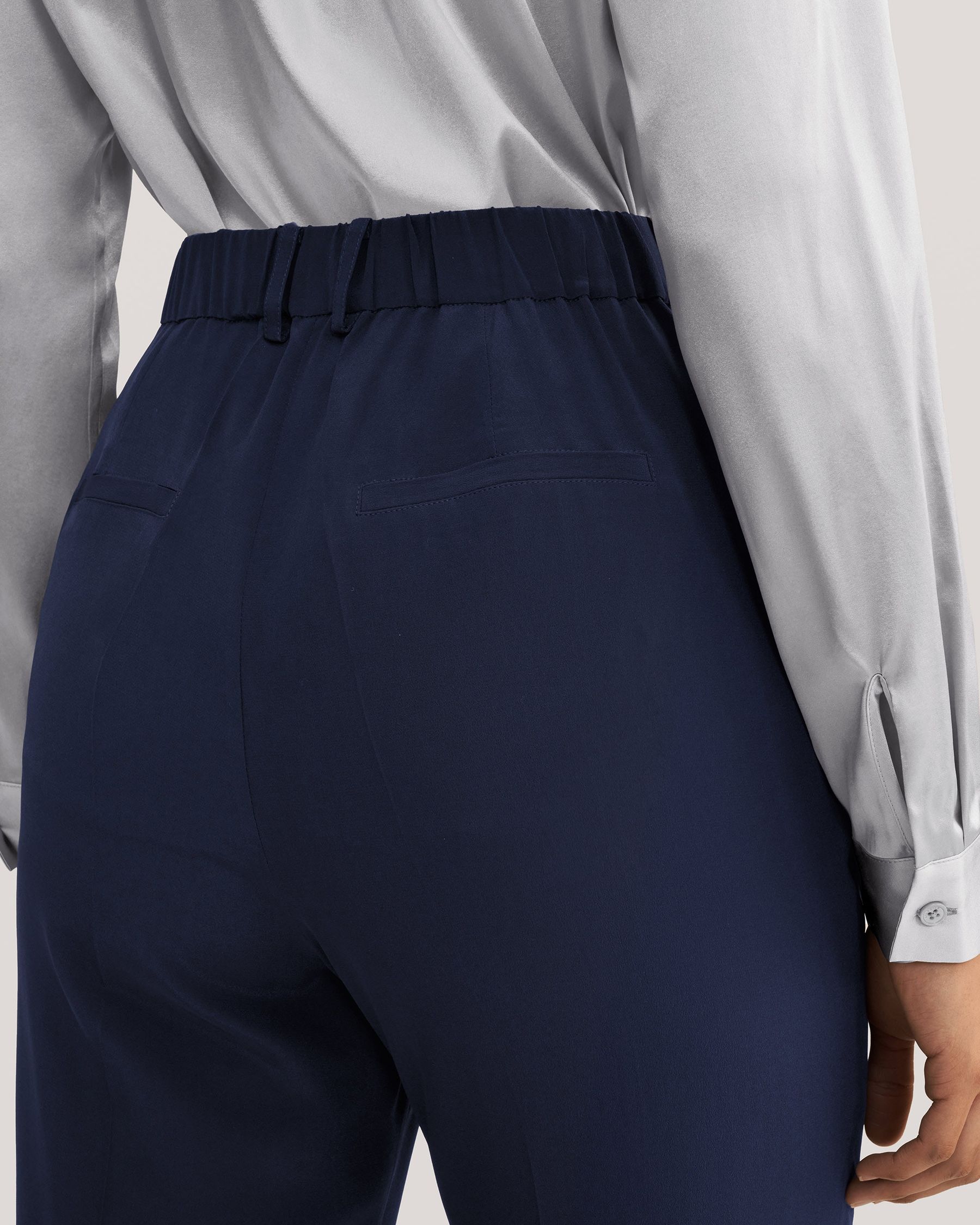 Pantalones Seda Cónicos Remetidos Para Mujer