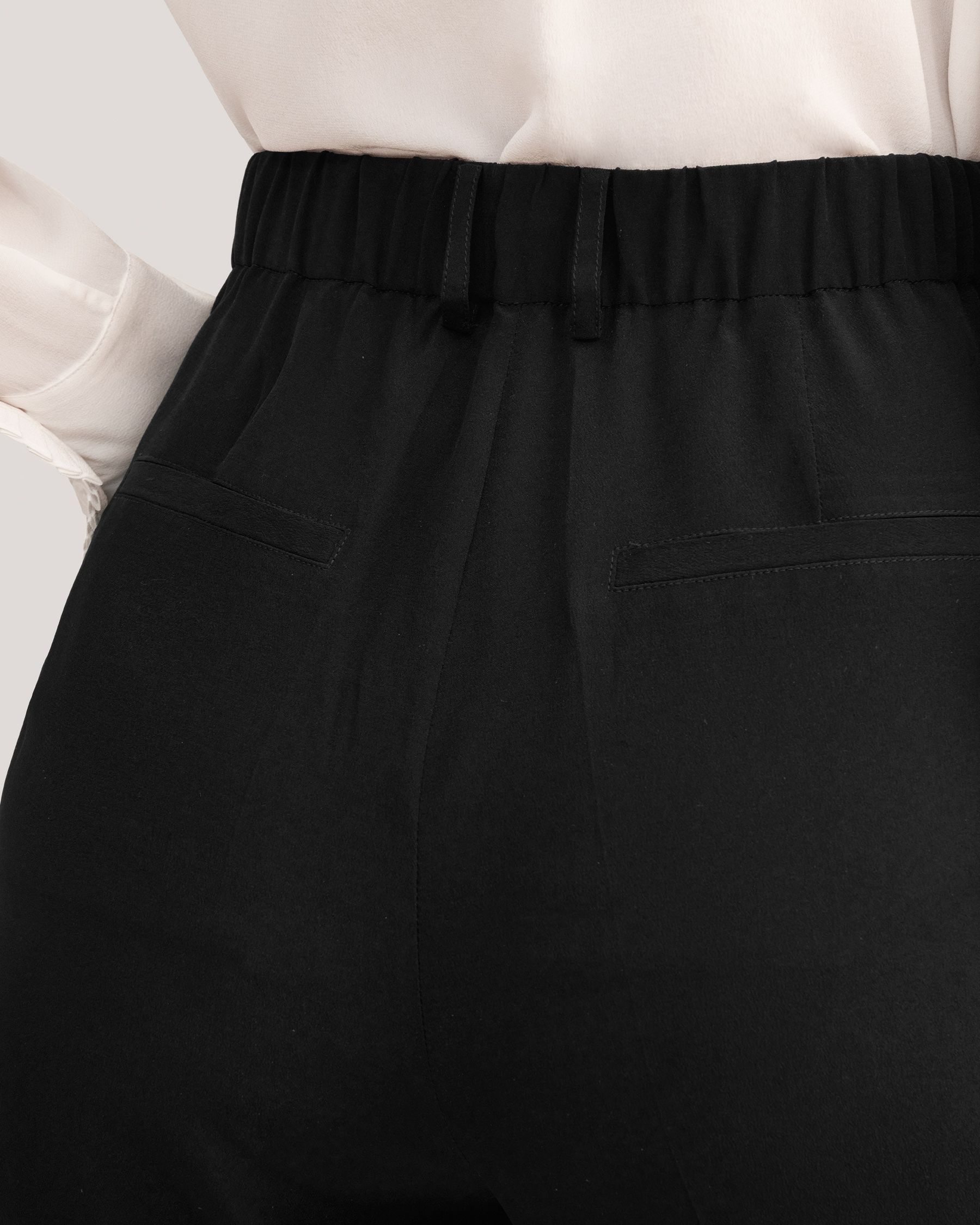 Pantalones Seda Cónicos Remetidos Para Mujer