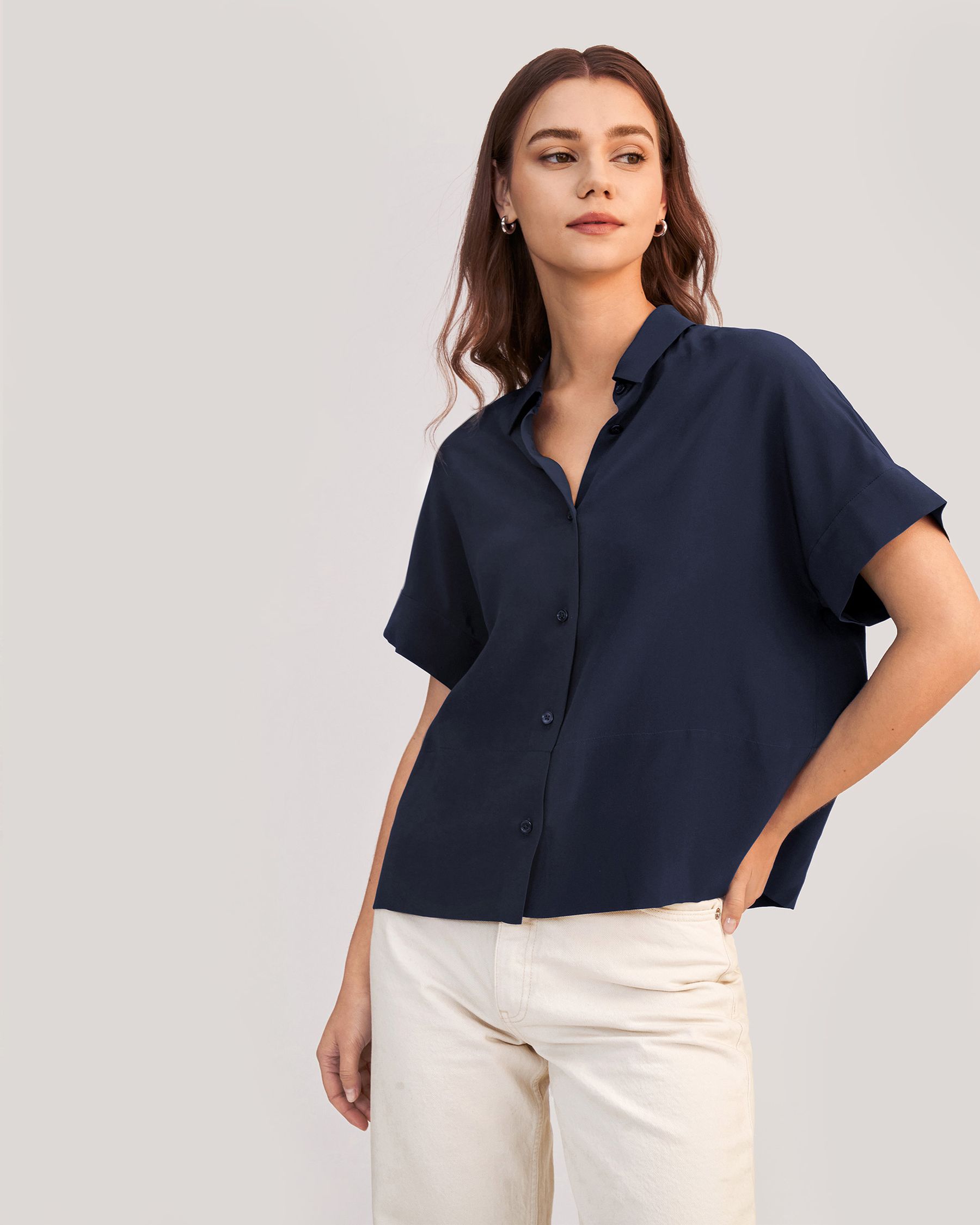 Women Casual Short Sleeves Loose Silk T-Shirt